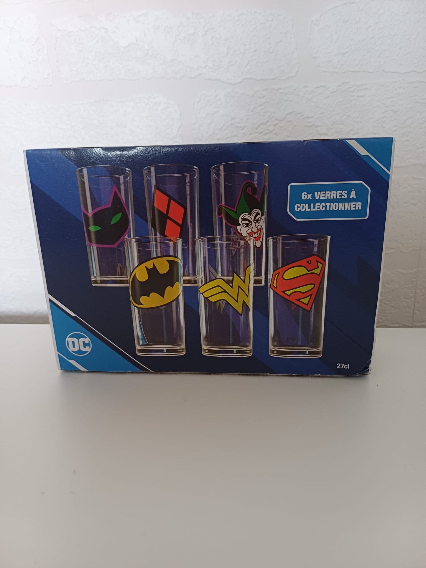 DC Comics Superhero Glass Tumblers Set of 2 Wonder Woman & Superman 27cl - Brand New in Box