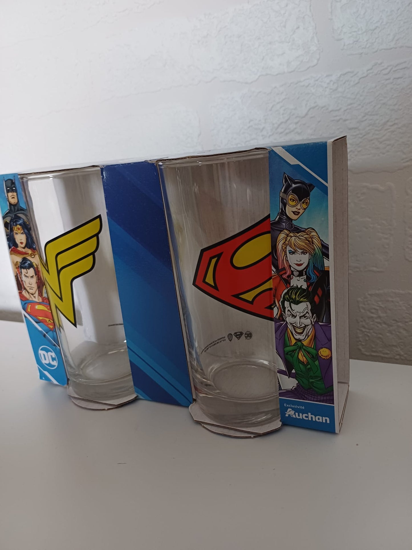 DC Comics Superhero Glass Tumblers Set of 2 Wonder Woman & Superman 27cl - Brand New in Box