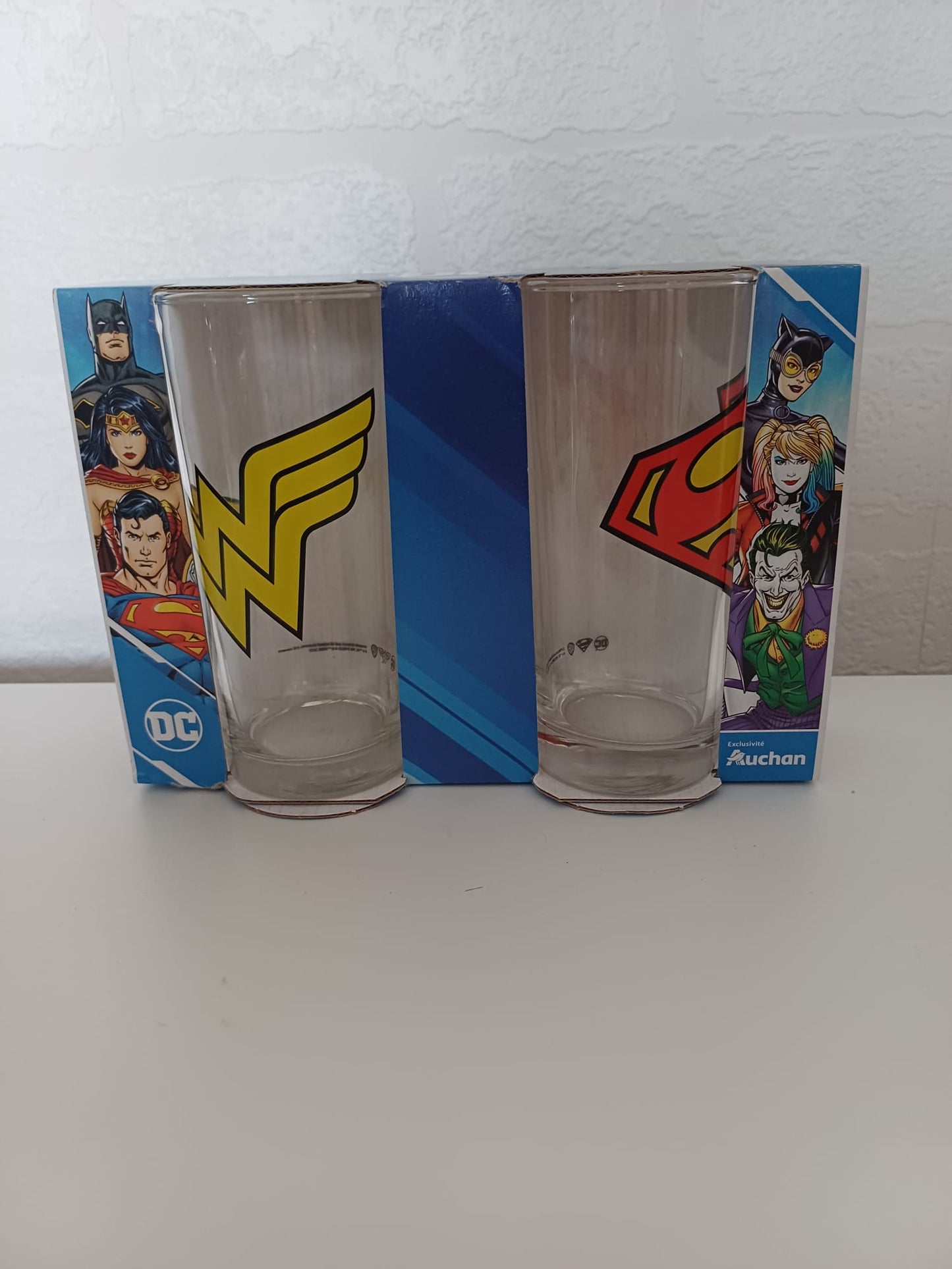 DC Comics Superhero Glass Tumblers Set of 2 Wonder Woman & Superman 27cl - Brand New in Box