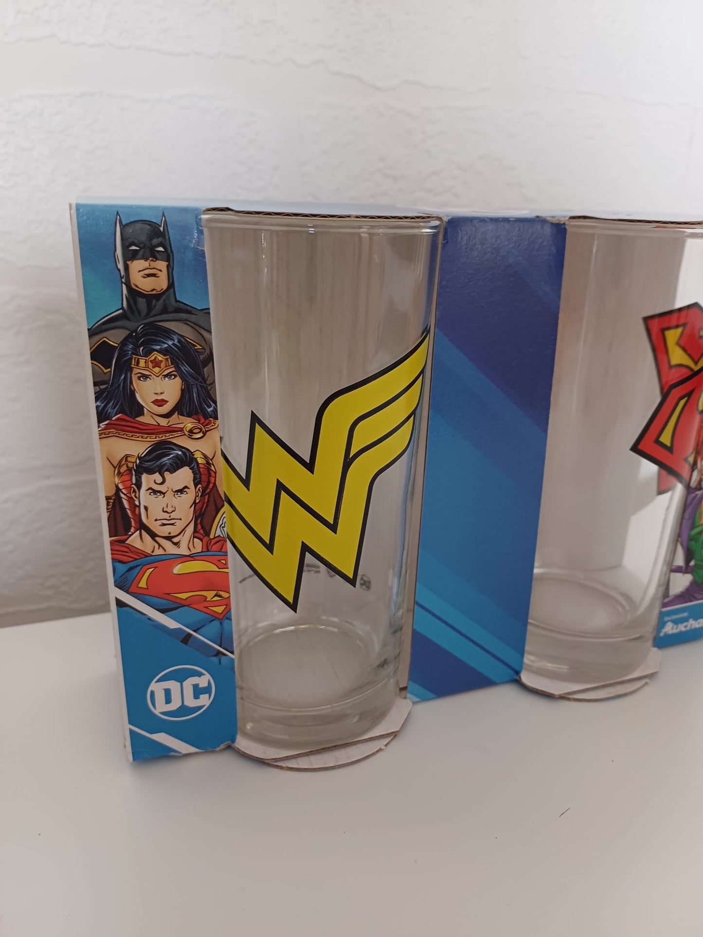 DC Comics Superhero Glass Tumblers Set of 2 Wonder Woman & Superman 27cl - Brand New in Box