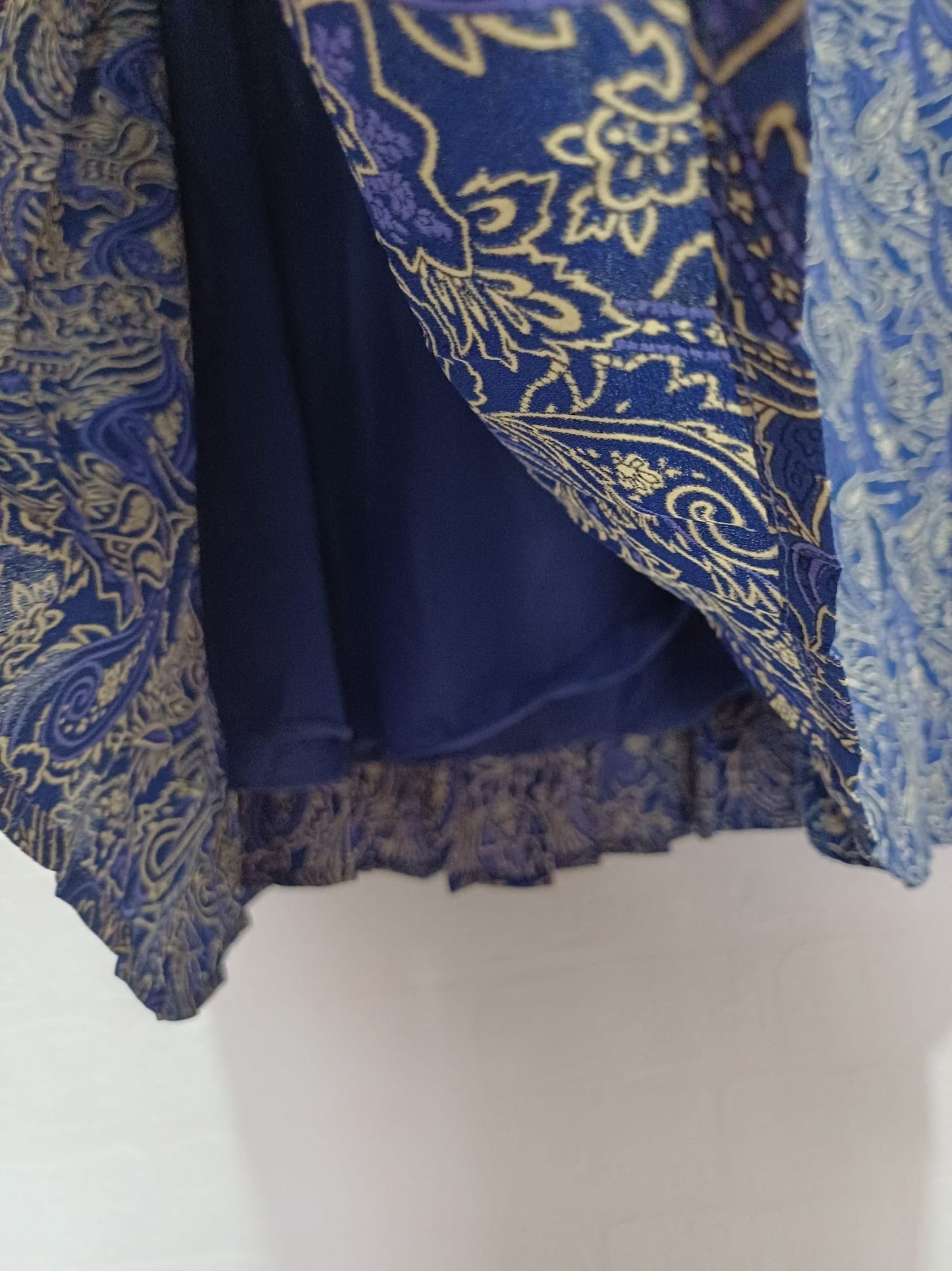 Women's Paisley Pleated Midi Skirt Blue Elasticated Waist UK 16 Eastex - Very Good Condition