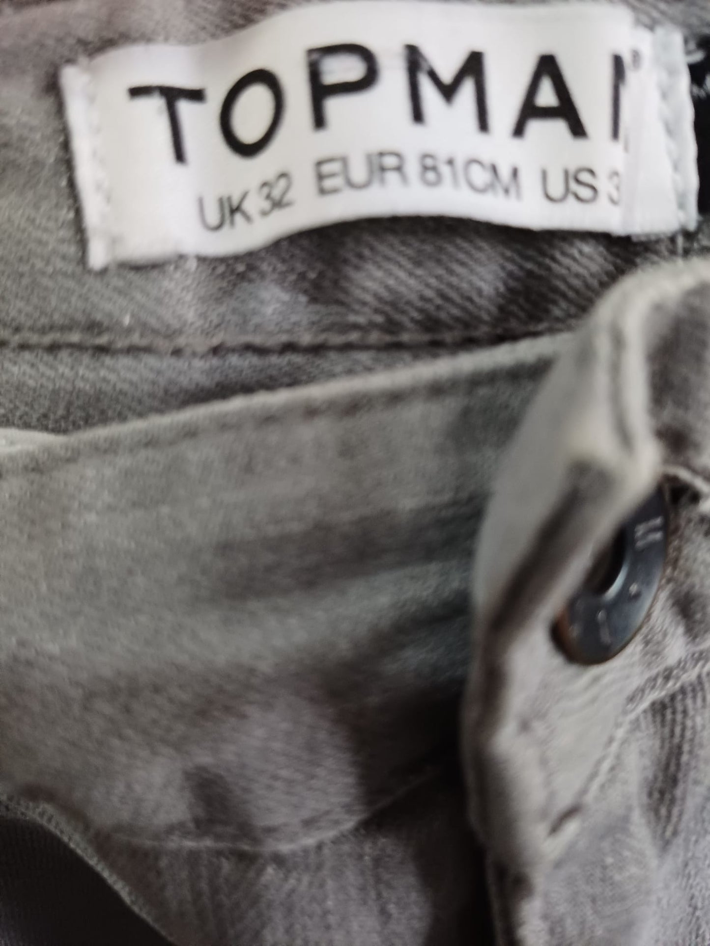 Men's Shorts Topman Grey Denim W35 Approx. 26.5" PTP - Very Good Condition