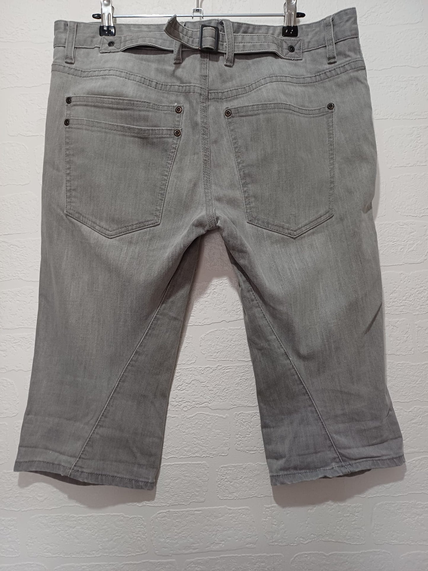 Men's Shorts Topman Grey Denim W35 Approx. 26.5" PTP - Very Good Condition