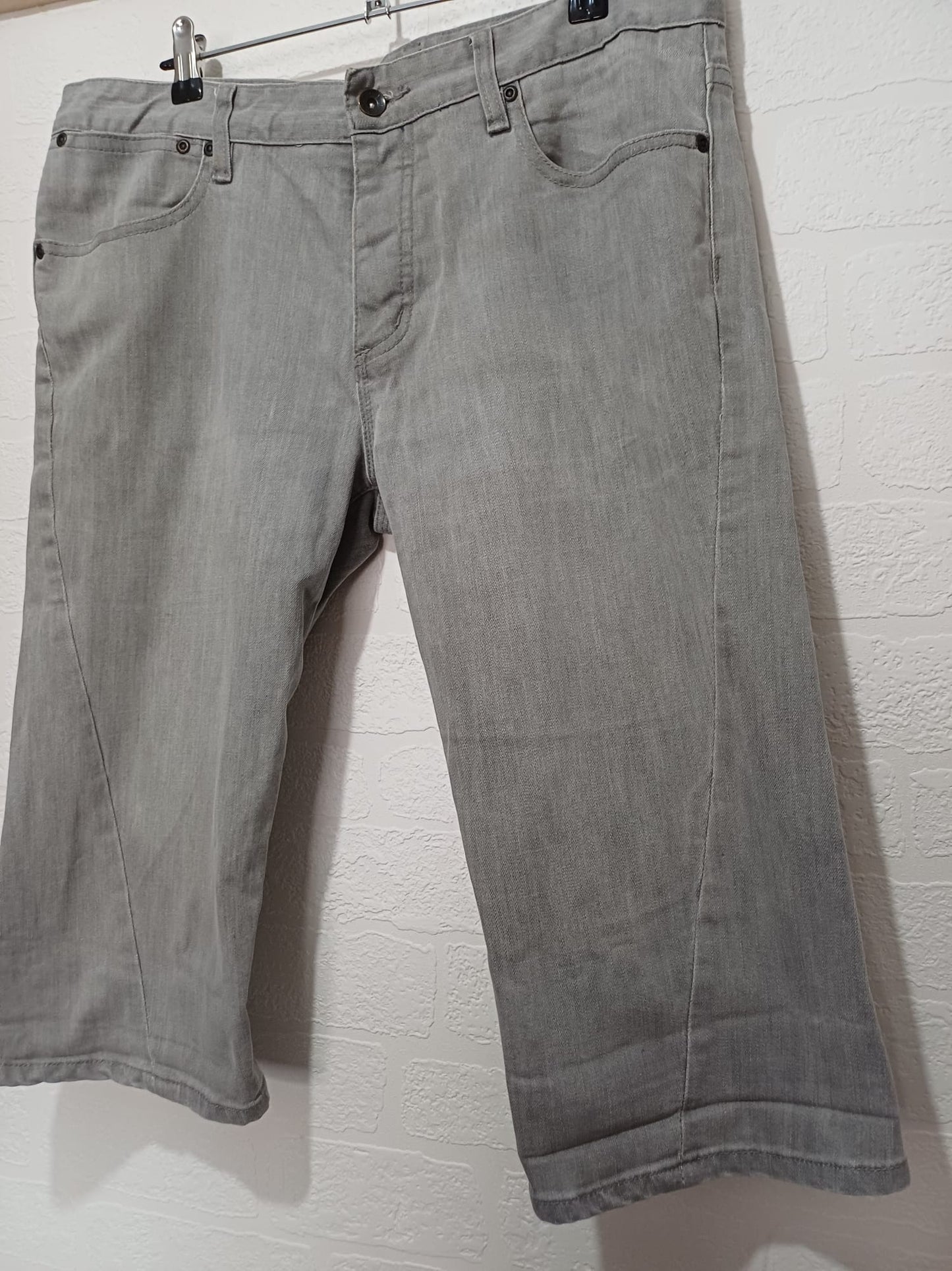 Men's Shorts Topman Grey Denim W35 Approx. 26.5" PTP - Very Good Condition