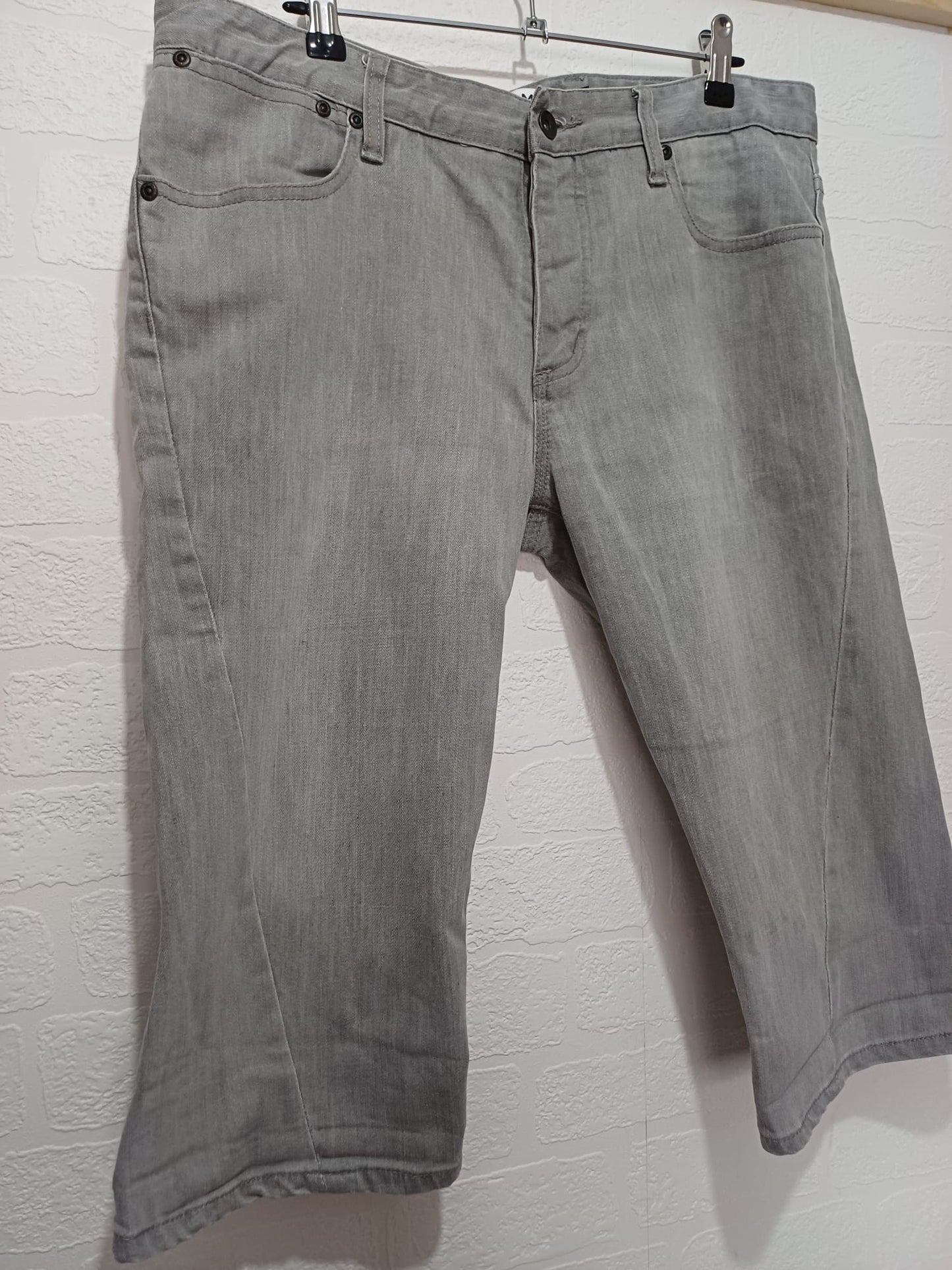 Men's Shorts Topman Grey Denim W35 Approx. 26.5" PTP - Very Good Condition