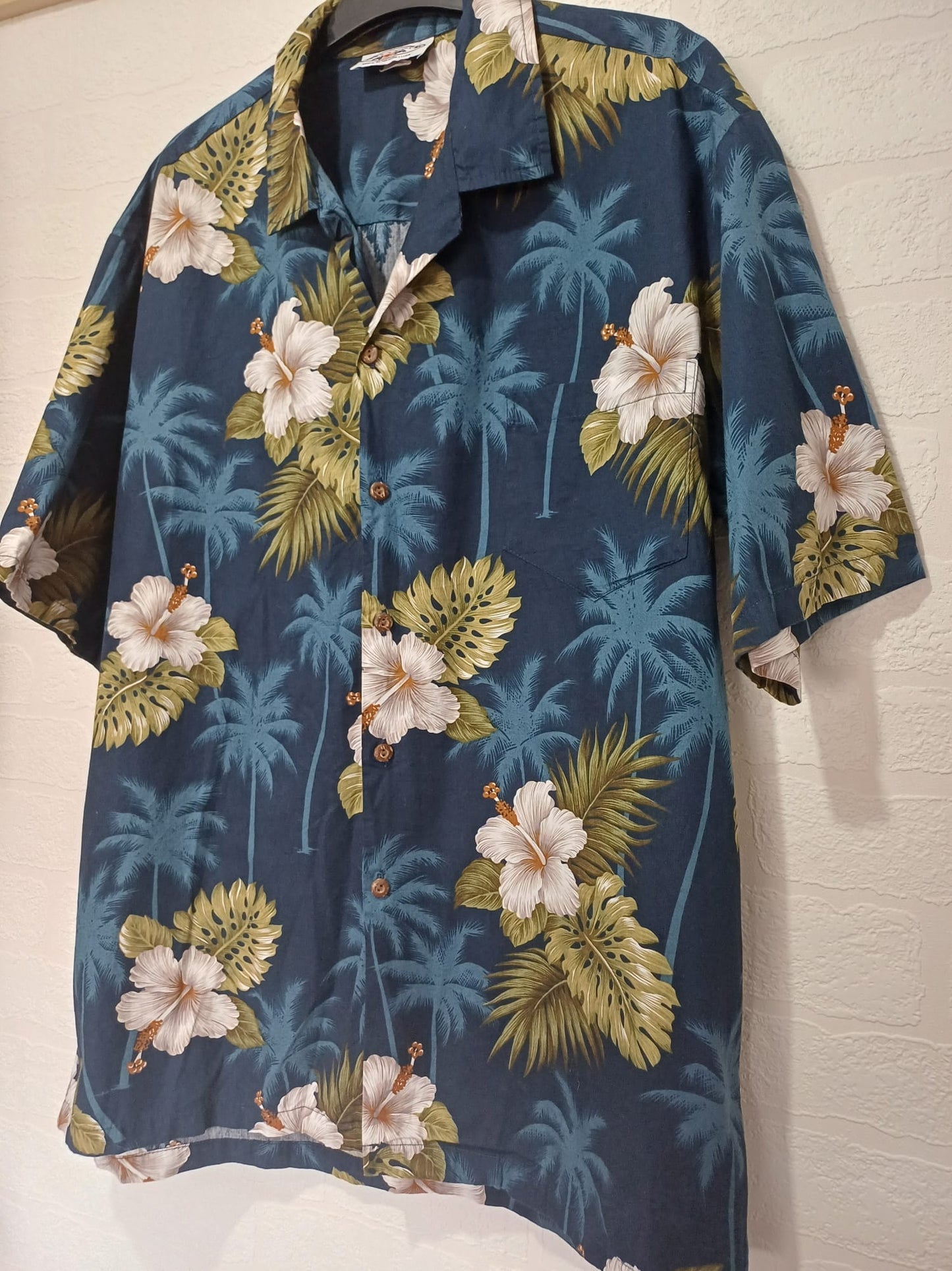 Men's Shirt Pacific Legend Floral Palm Tree Print XL Approx. 25" PTP - Very Good Condition