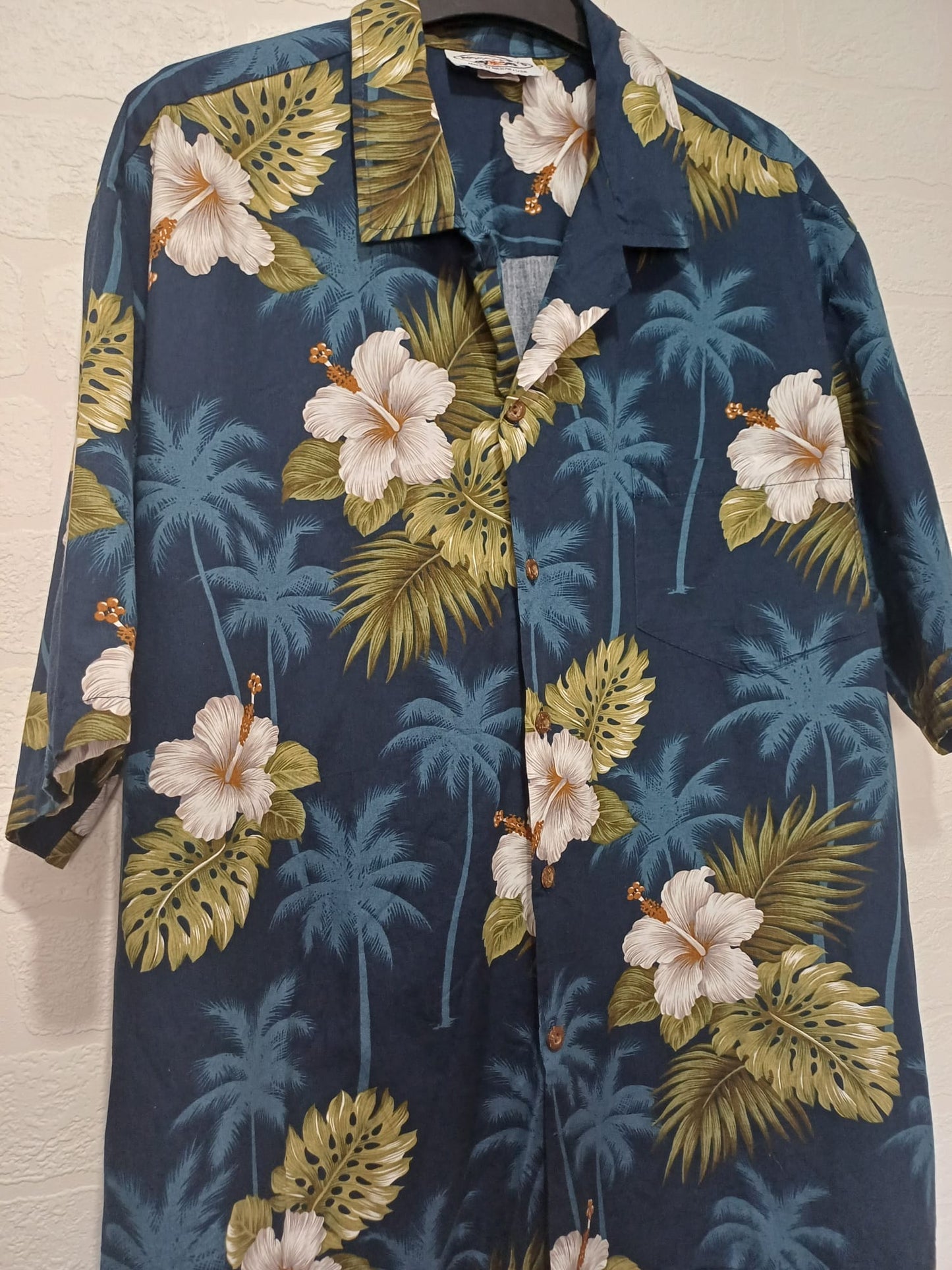 Men's Shirt Pacific Legend Floral Palm Tree Print XL Approx. 25" PTP - Very Good Condition