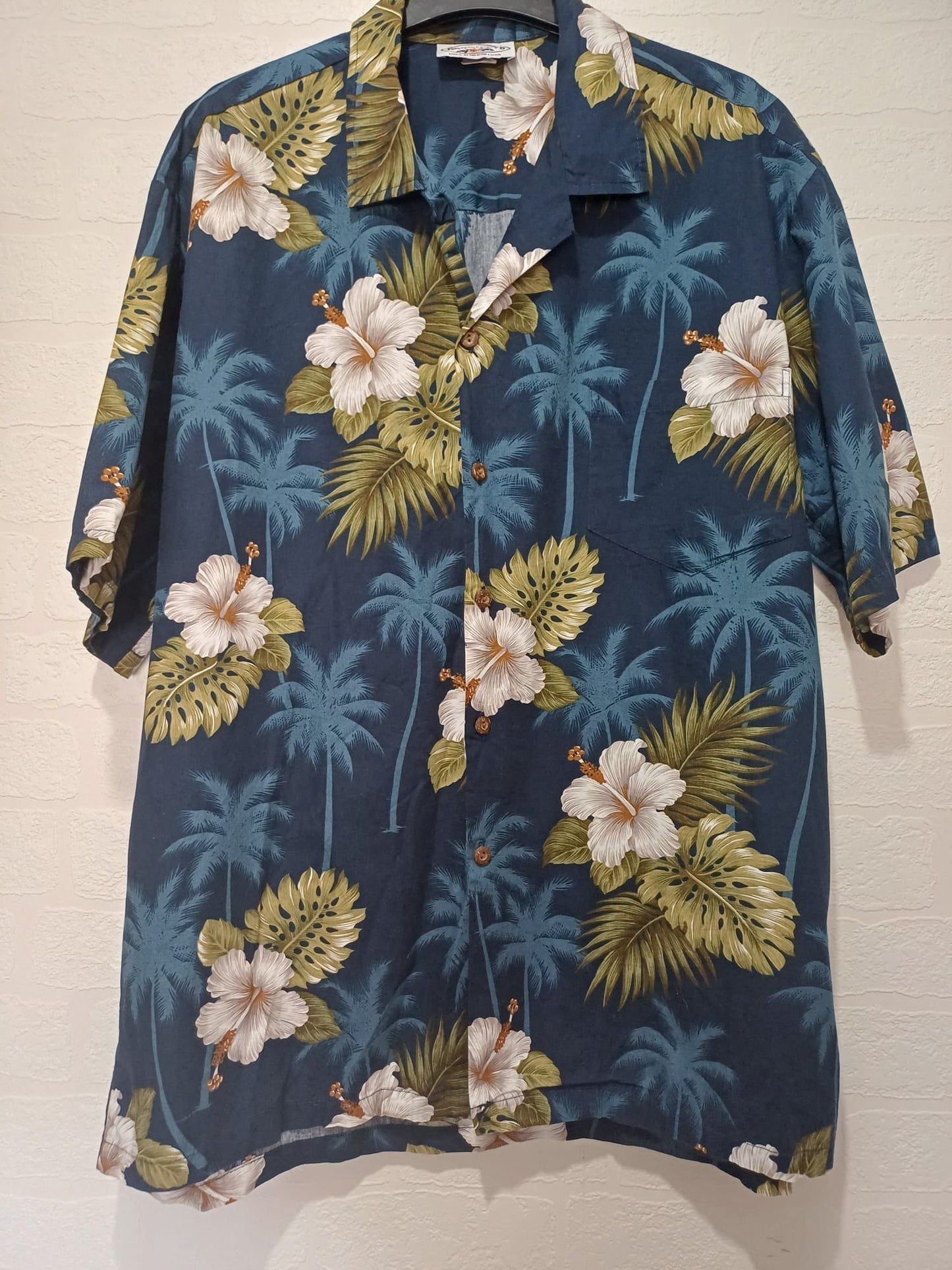 Men's Shirt Pacific Legend Floral Palm Tree Print XL Approx. 25" PTP - Very Good Condition