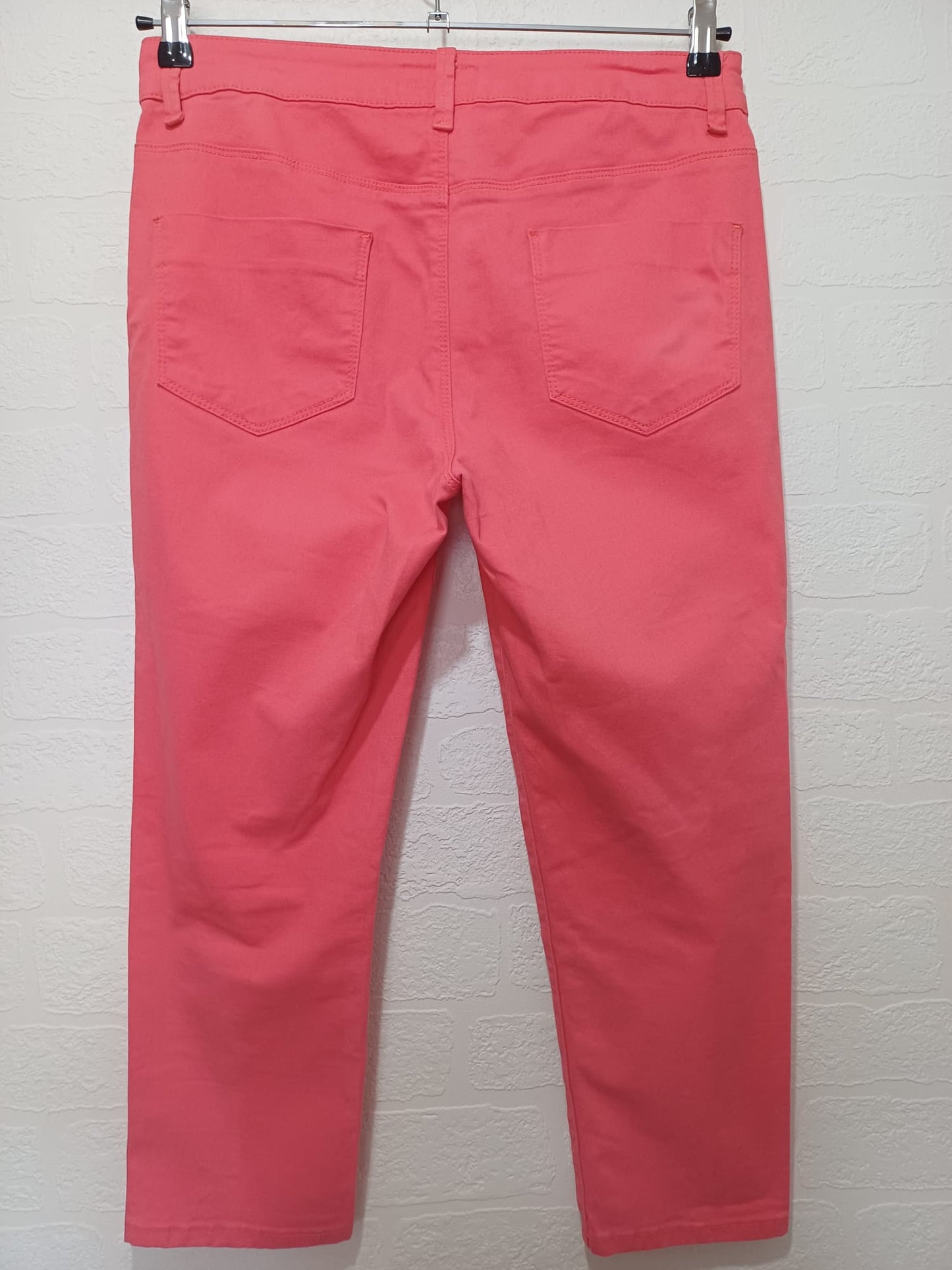 Women's Cropped Jeggings M&S Pink Stretch Fit UK 12 Approx. 32" Waist - Very Good Condition