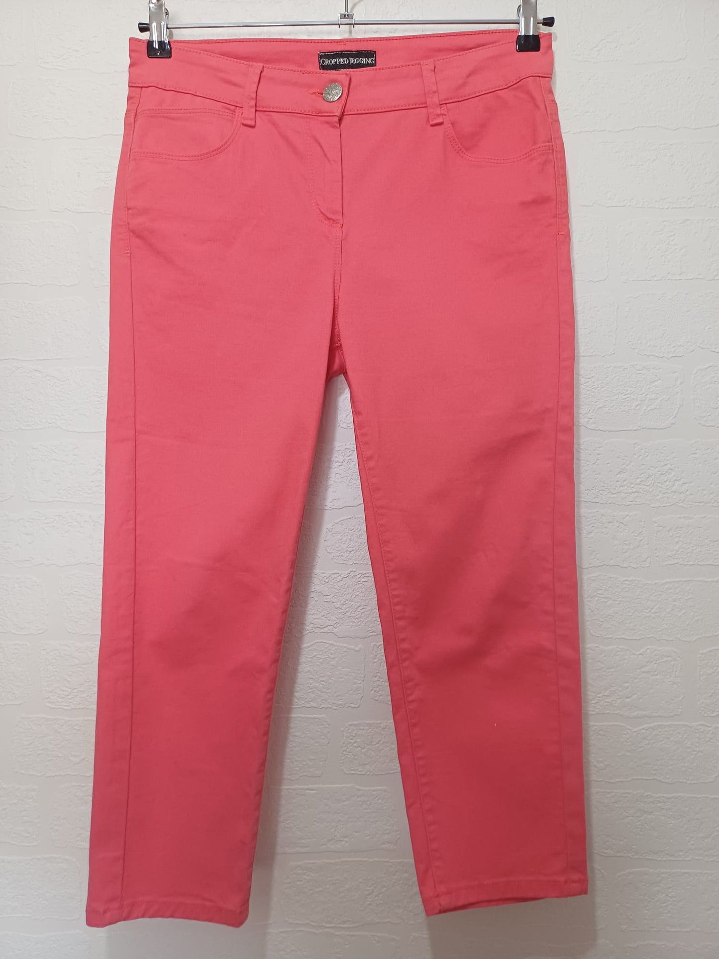 Women's Cropped Jeggings M&S Pink Stretch Fit UK 12 Approx. 32" Waist - Very Good Condition