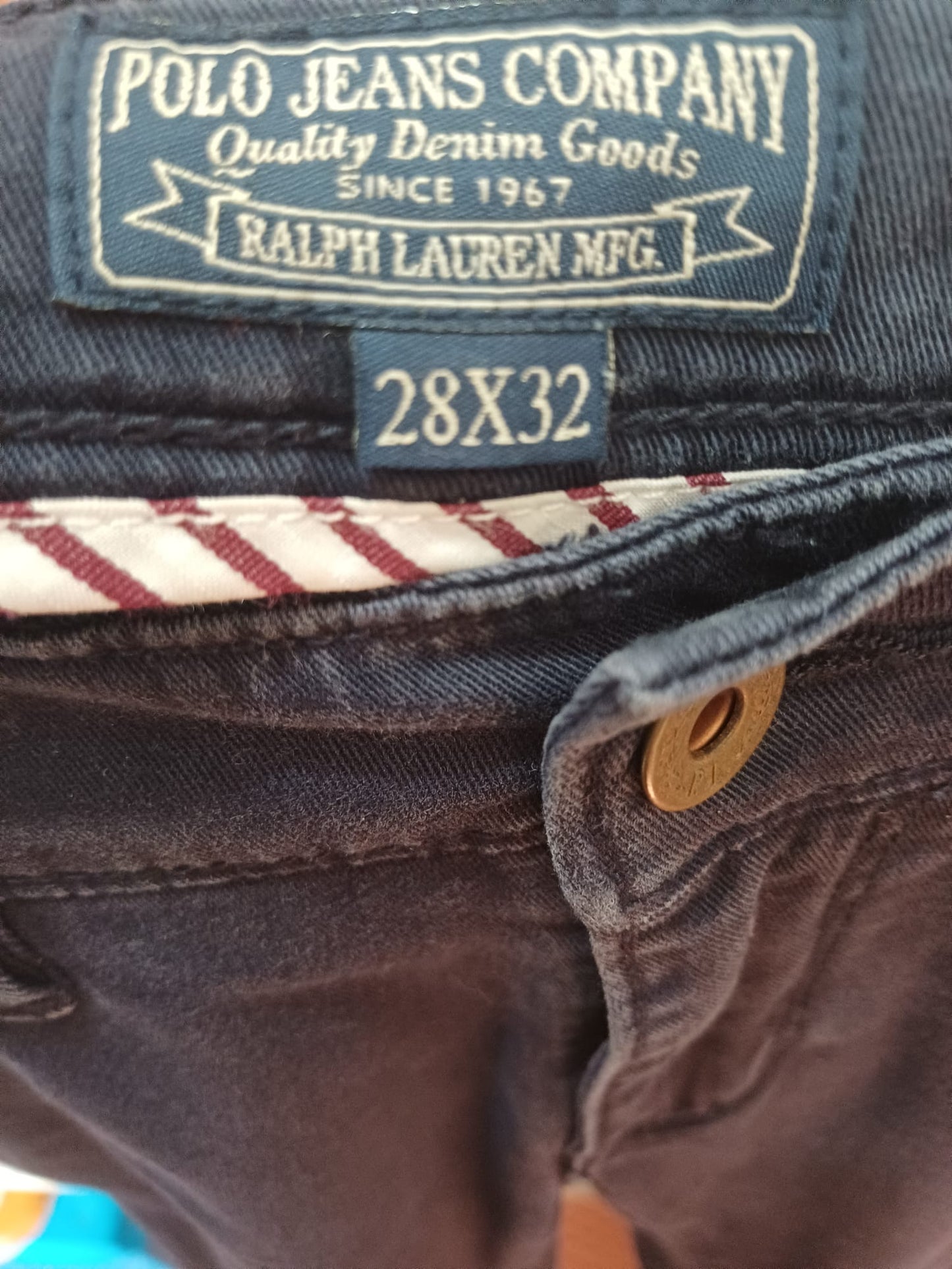 Women's Jeans Polo Jeans Company Ralph Lauren Navy Straight/Skinny Leg Embroidered Logo Size W30 L31 - Very Good Condition