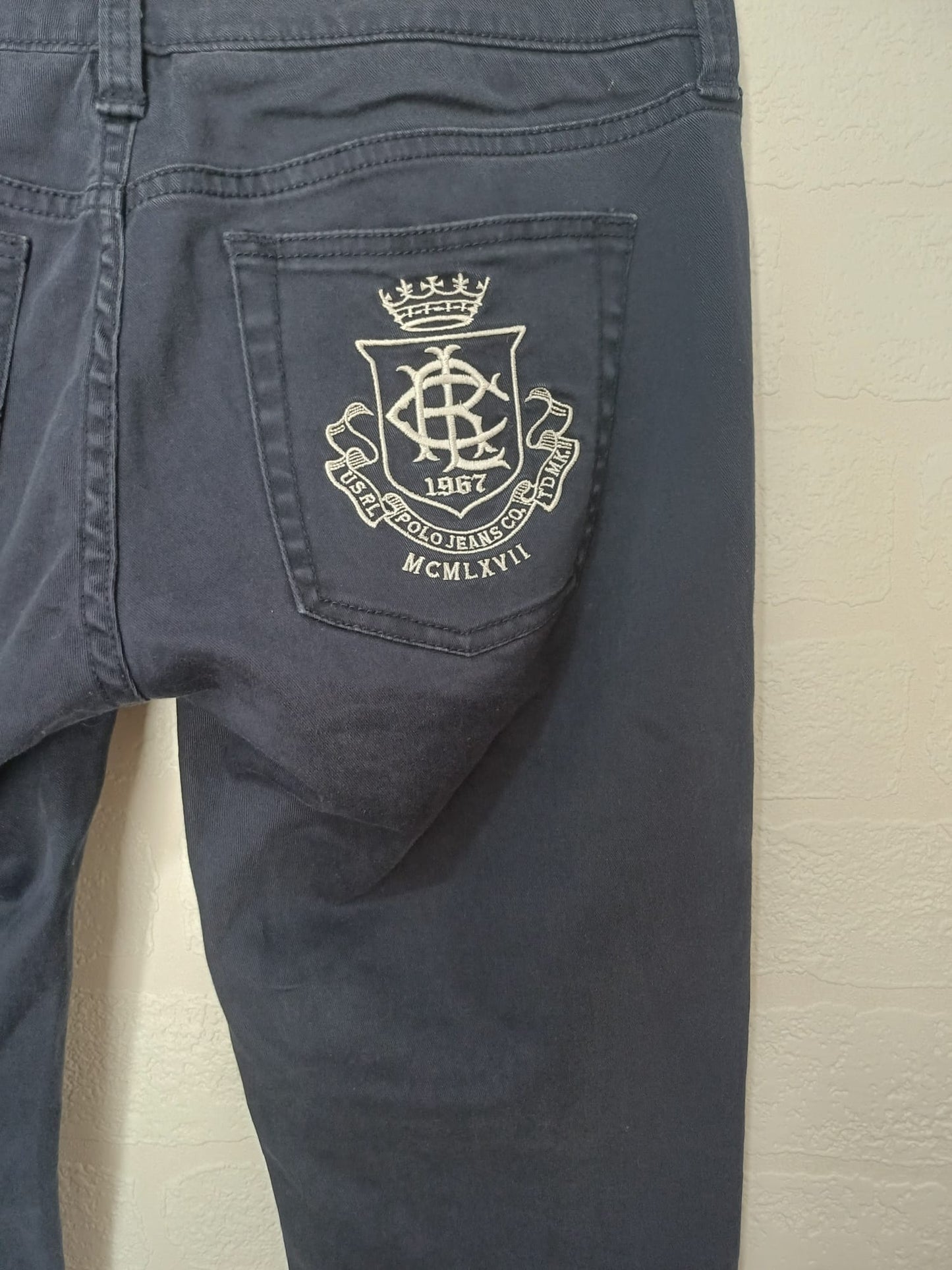 Women's Jeans Polo Jeans Company Ralph Lauren Navy Straight/Skinny Leg Embroidered Logo Size W30 L31 - Very Good Condition