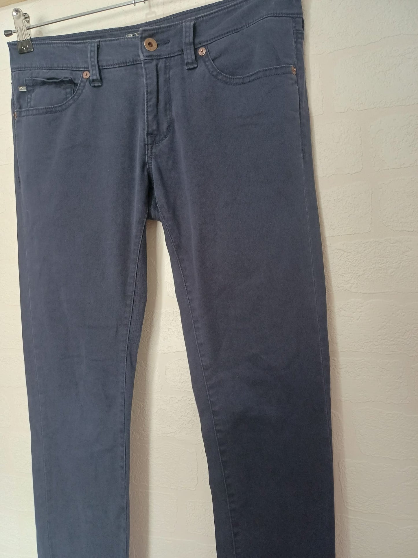 Women's Jeans Polo Jeans Company Ralph Lauren Navy Straight/Skinny Leg Embroidered Logo Size W30 L31 - Very Good Condition