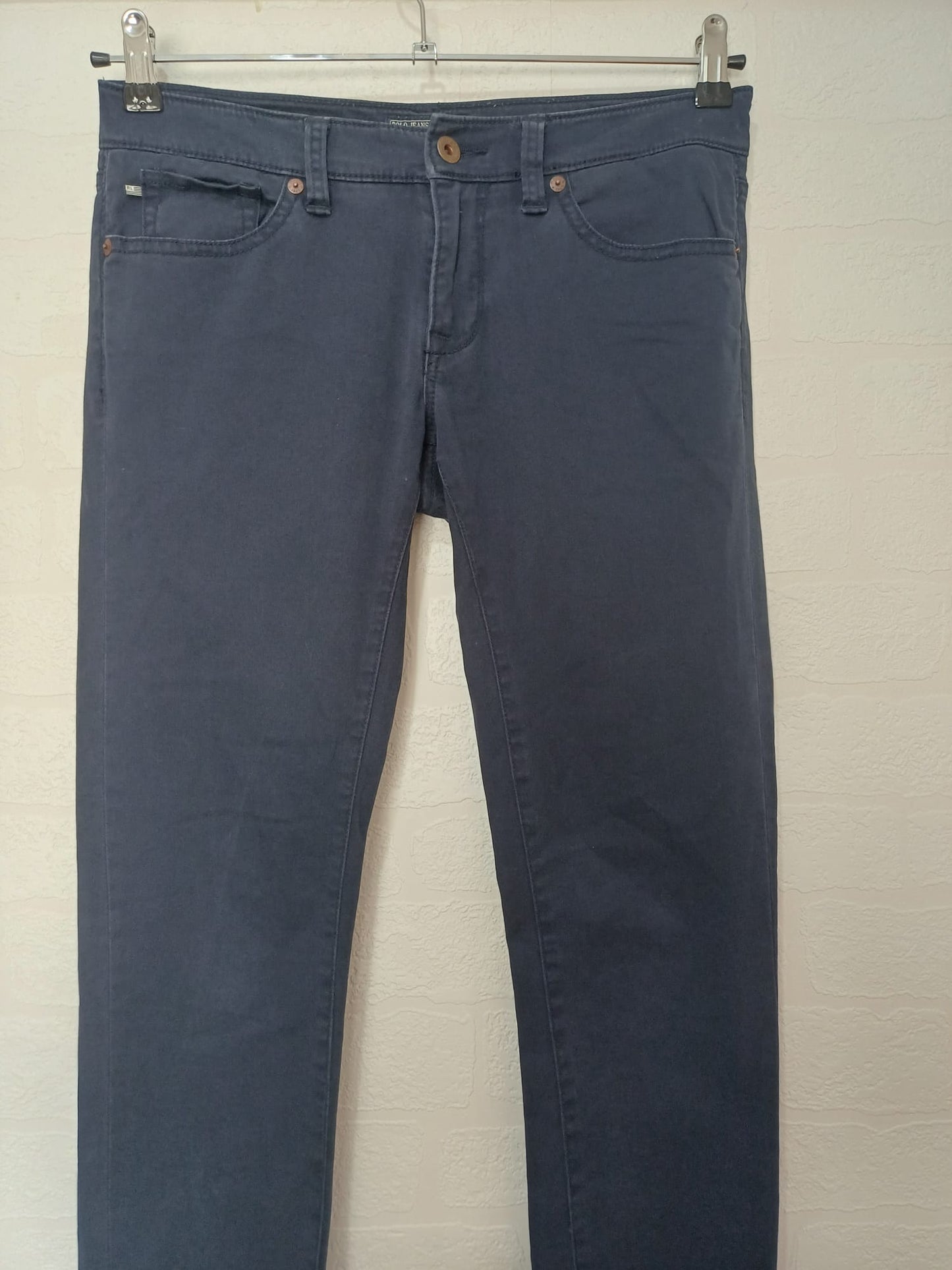 Women's Jeans Polo Jeans Company Ralph Lauren Navy Straight/Skinny Leg Embroidered Logo Size W30 L31 - Very Good Condition