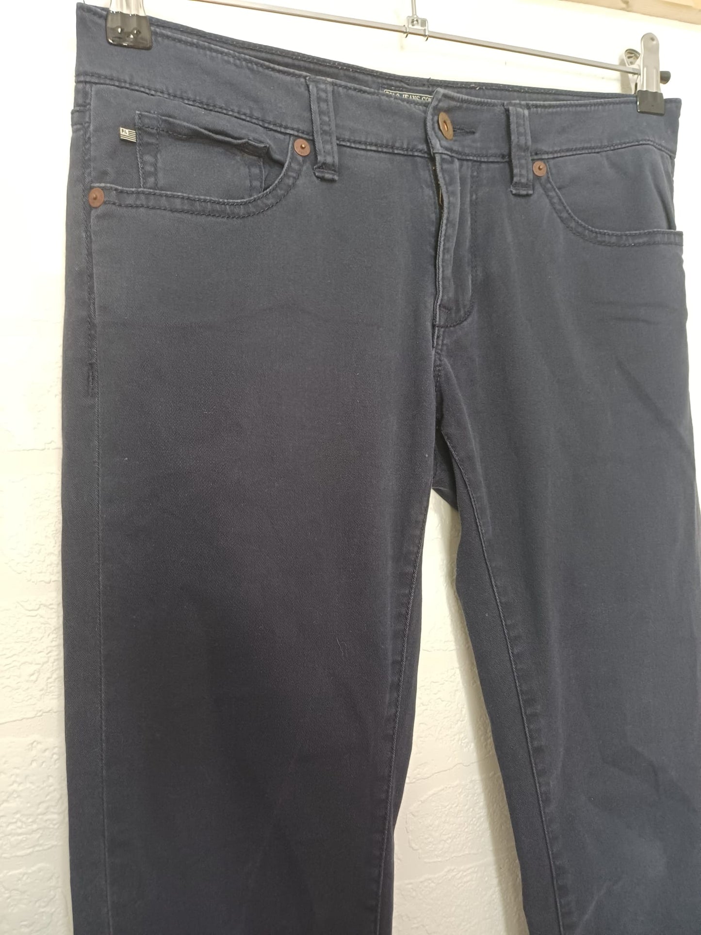 Women's Jeans Polo Jeans Company Ralph Lauren Navy Straight/Skinny Leg Embroidered Logo Size W30 L31 - Very Good Condition