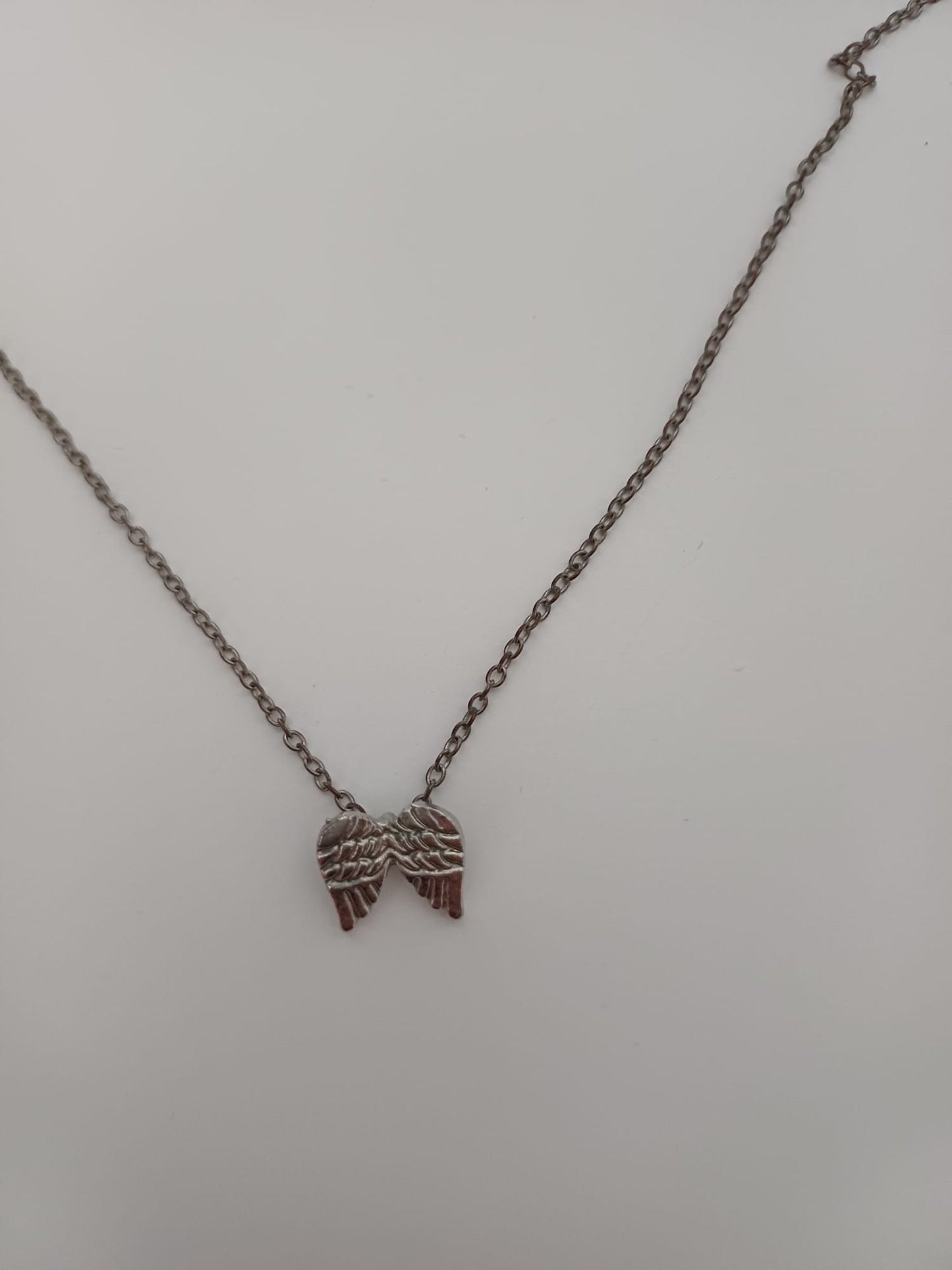 Women's Necklace Silver Tone Angel Wings Pendant Gift Box Approx. 43cm - Very Good Condition