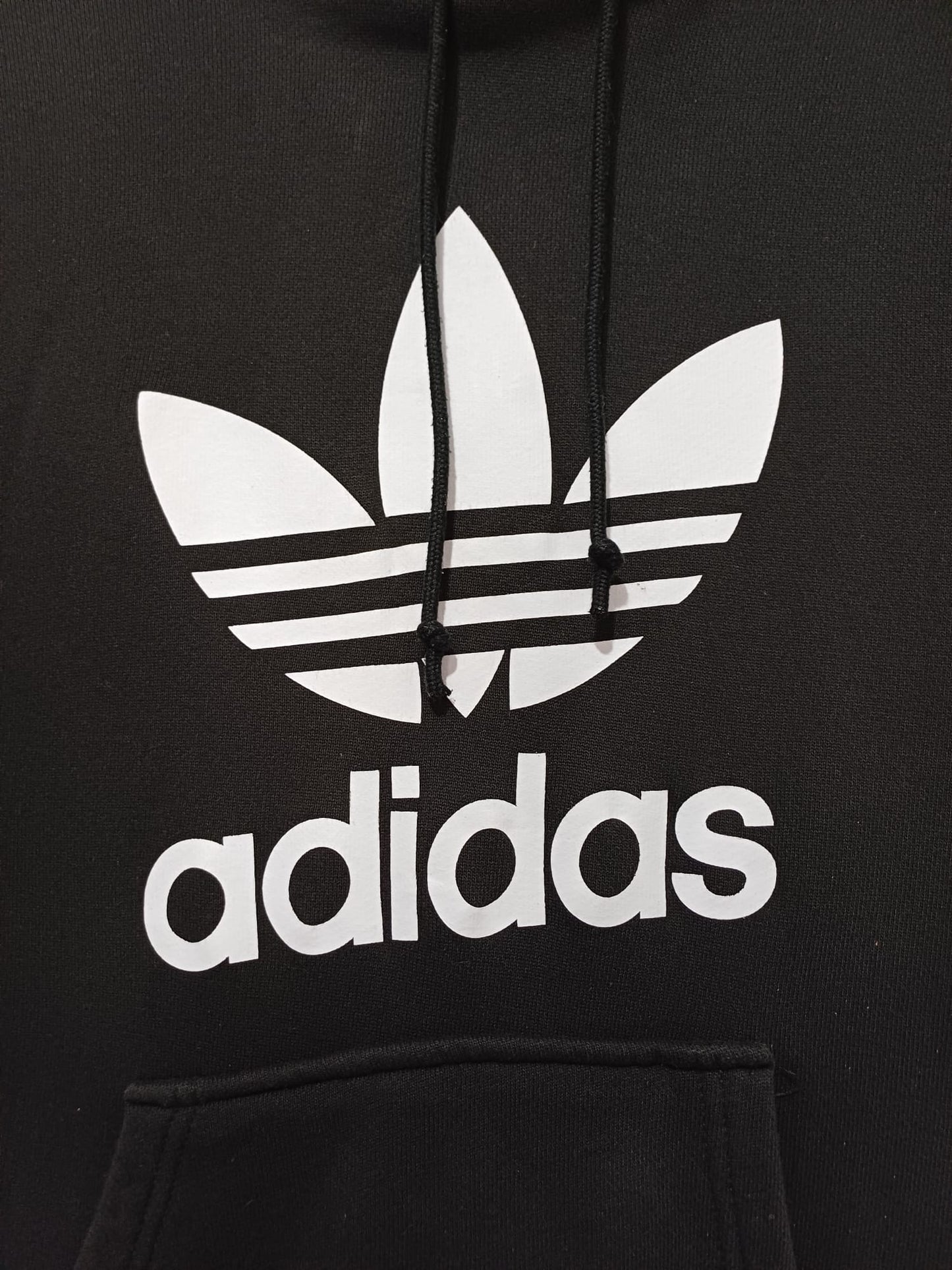 Women's Hoodie Adidas Originals Black Trefoil Logo Medium Approx. 19" PTP - Very Good Condition