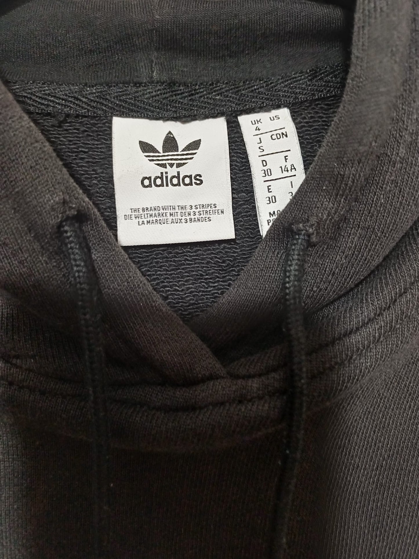 Women's Hoodie Adidas Originals Black Trefoil Logo Medium Approx. 19" PTP - Very Good Condition