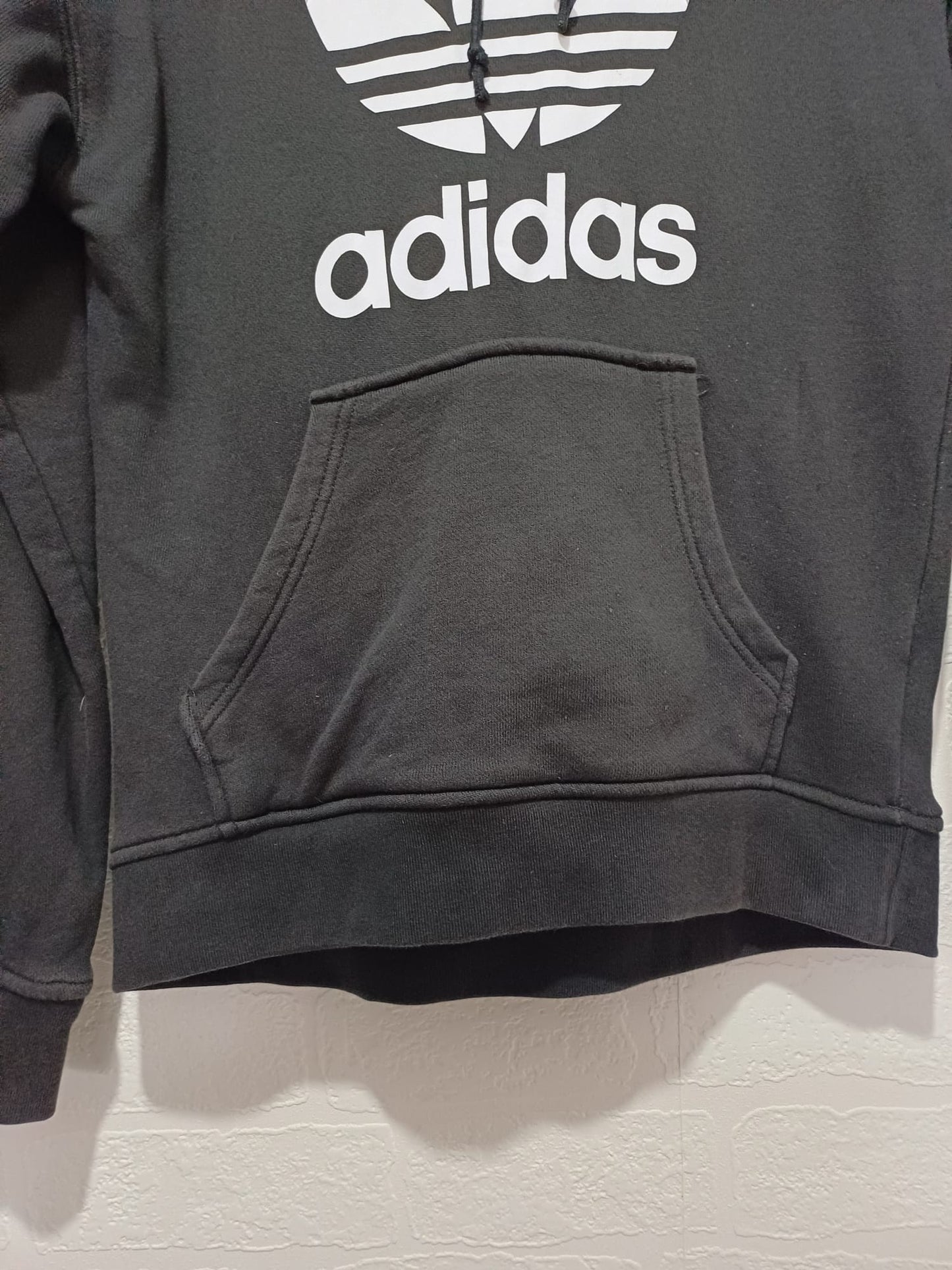 Women's Hoodie Adidas Originals Black Trefoil Logo Medium Approx. 19" PTP - Very Good Condition
