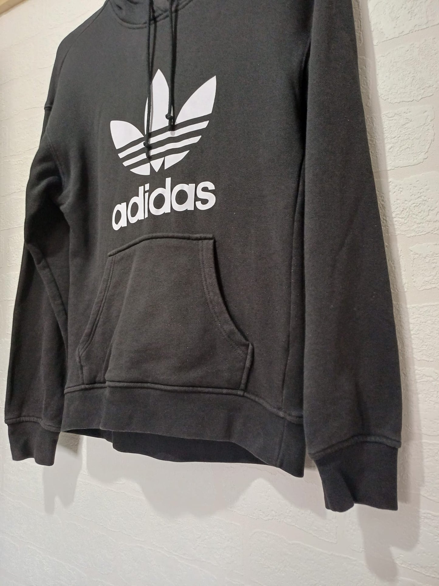 Women's Hoodie Adidas Originals Black Trefoil Logo Medium Approx. 19" PTP - Very Good Condition