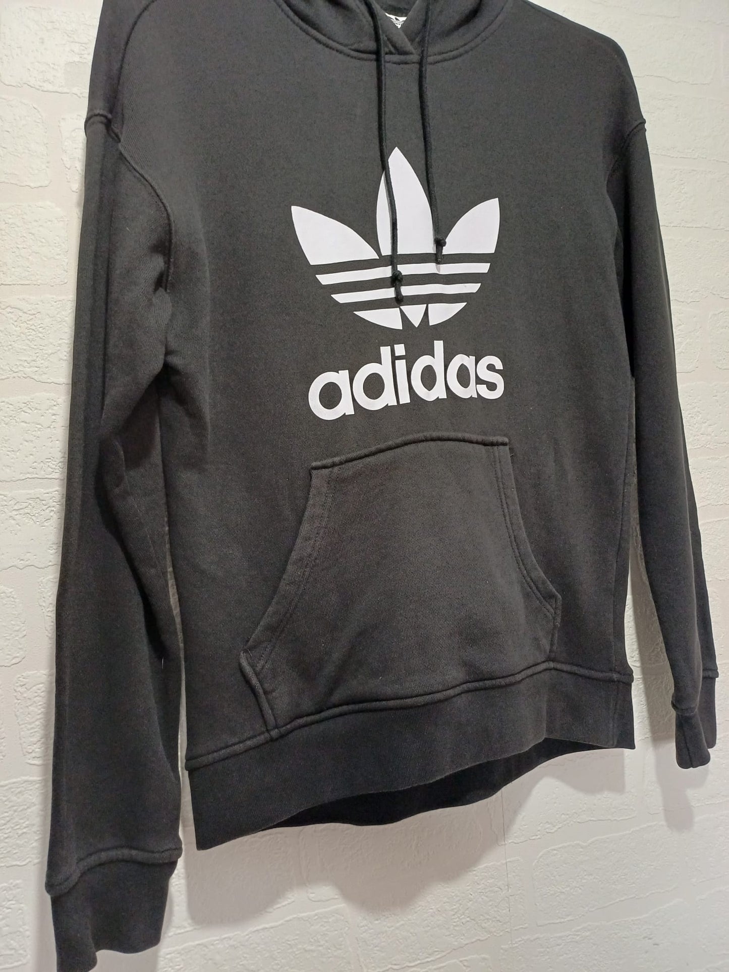 Women's Hoodie Adidas Originals Black Trefoil Logo Medium Approx. 19" PTP - Very Good Condition