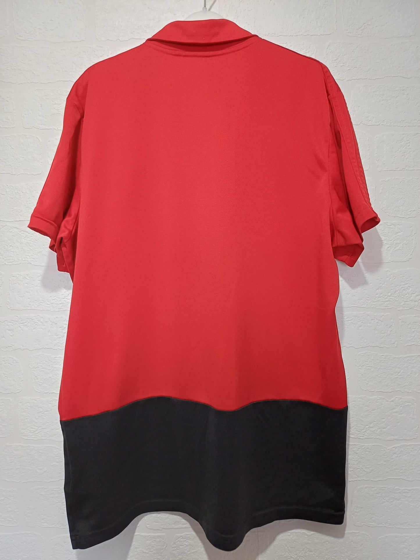 Men's Football Polo Shirt Adidas Wales FA Red & Black Short Sleeve XL Approx. 23" PTP - Very Good Condition
