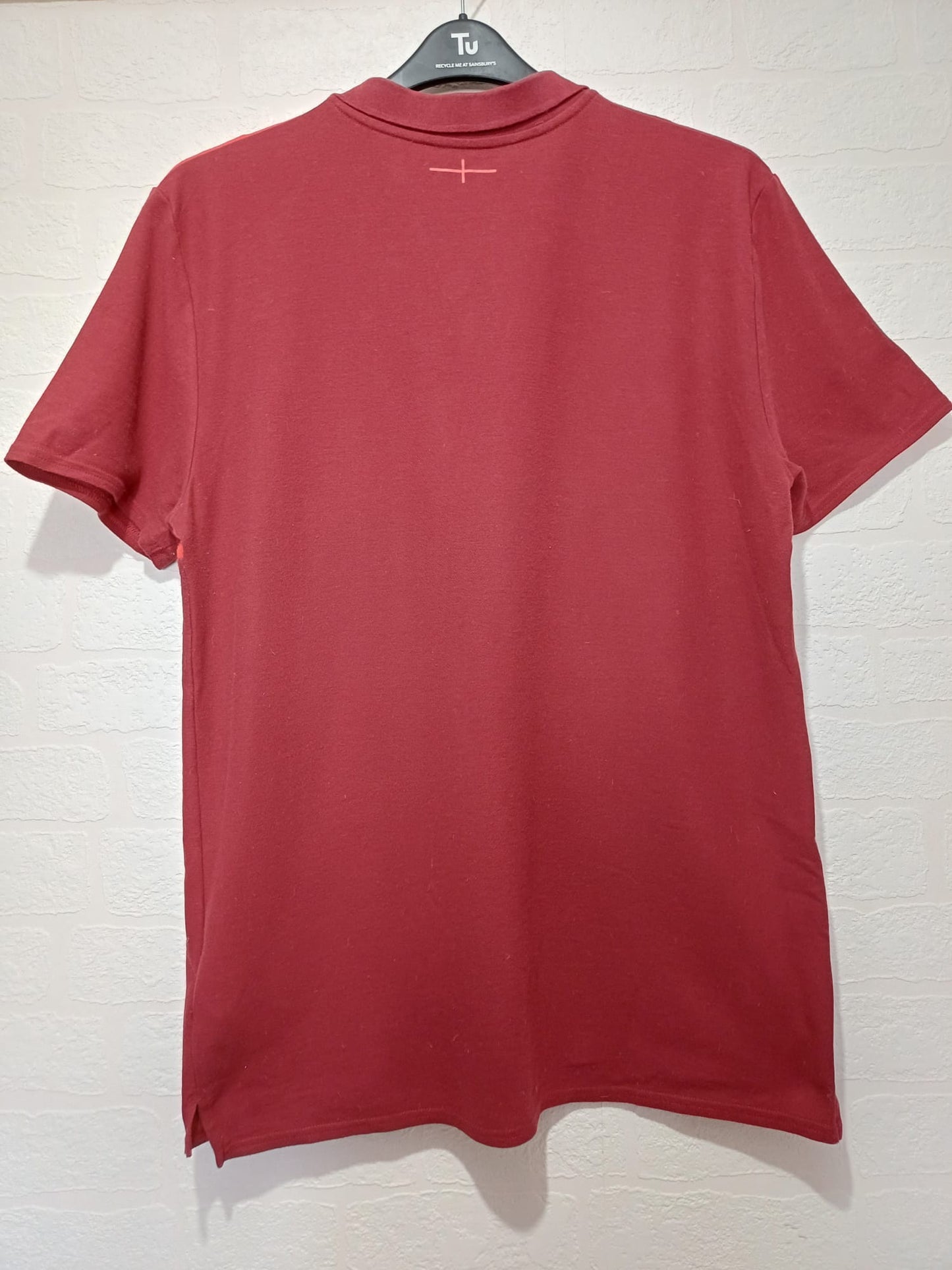 Men's Rugby Polo Shirt Umbro England Burgundy & Red Short Sleeve Large Approx. 21" PTP - Good Condition