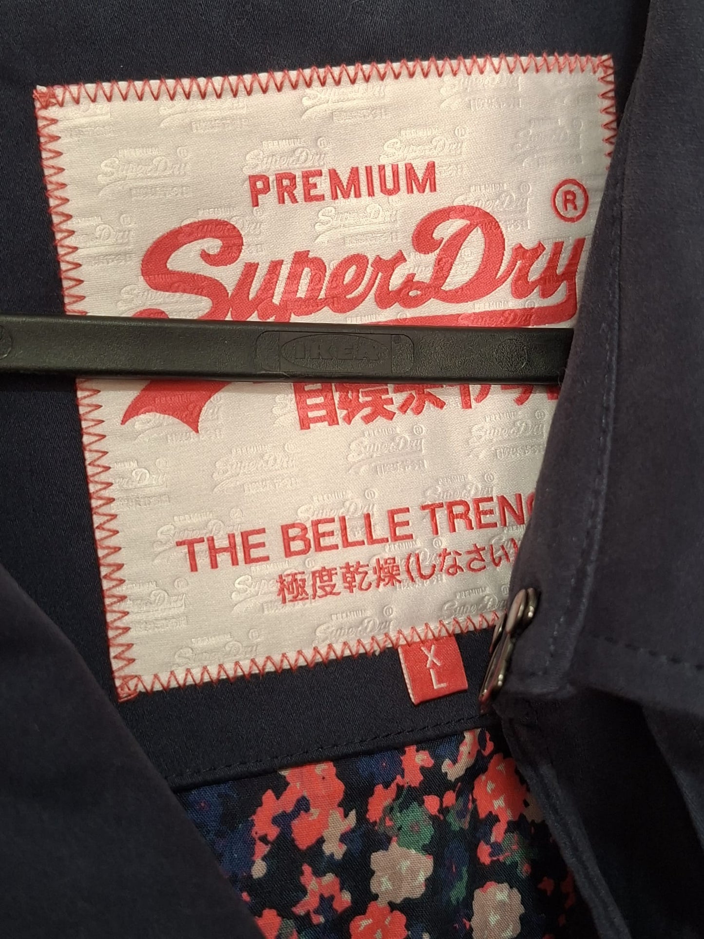 Women's Trench Coat Superdry Navy Blue Double Breasted XL Approx. 20" PTP - Good Condition