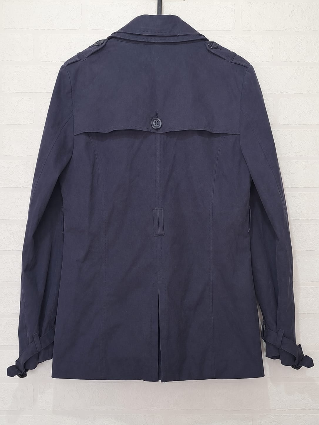 Women's Trench Coat Superdry Navy Blue Double Breasted XL Approx. 20" PTP - Good Condition