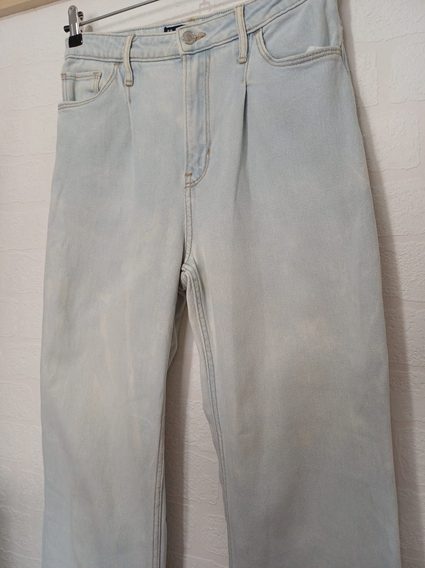 Women's Wide Leg Jeans Hollister Light Blue Wash High Rise W28 L31 - Very Good Condition