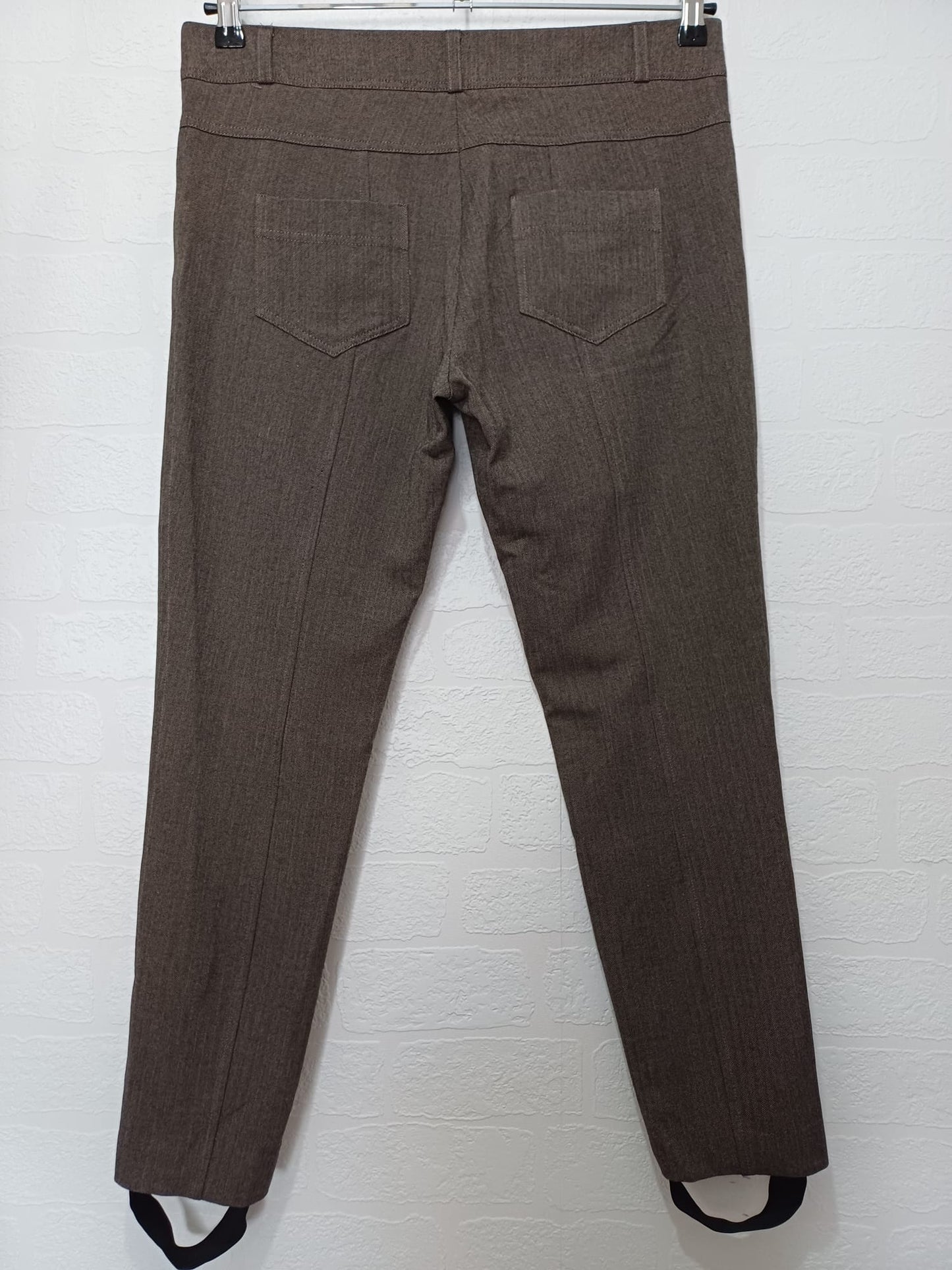 Women's Herringbone Stirrup Trousers River Island Grey Smart Tailored Size 12 W34 L29 - Very Good Condition
