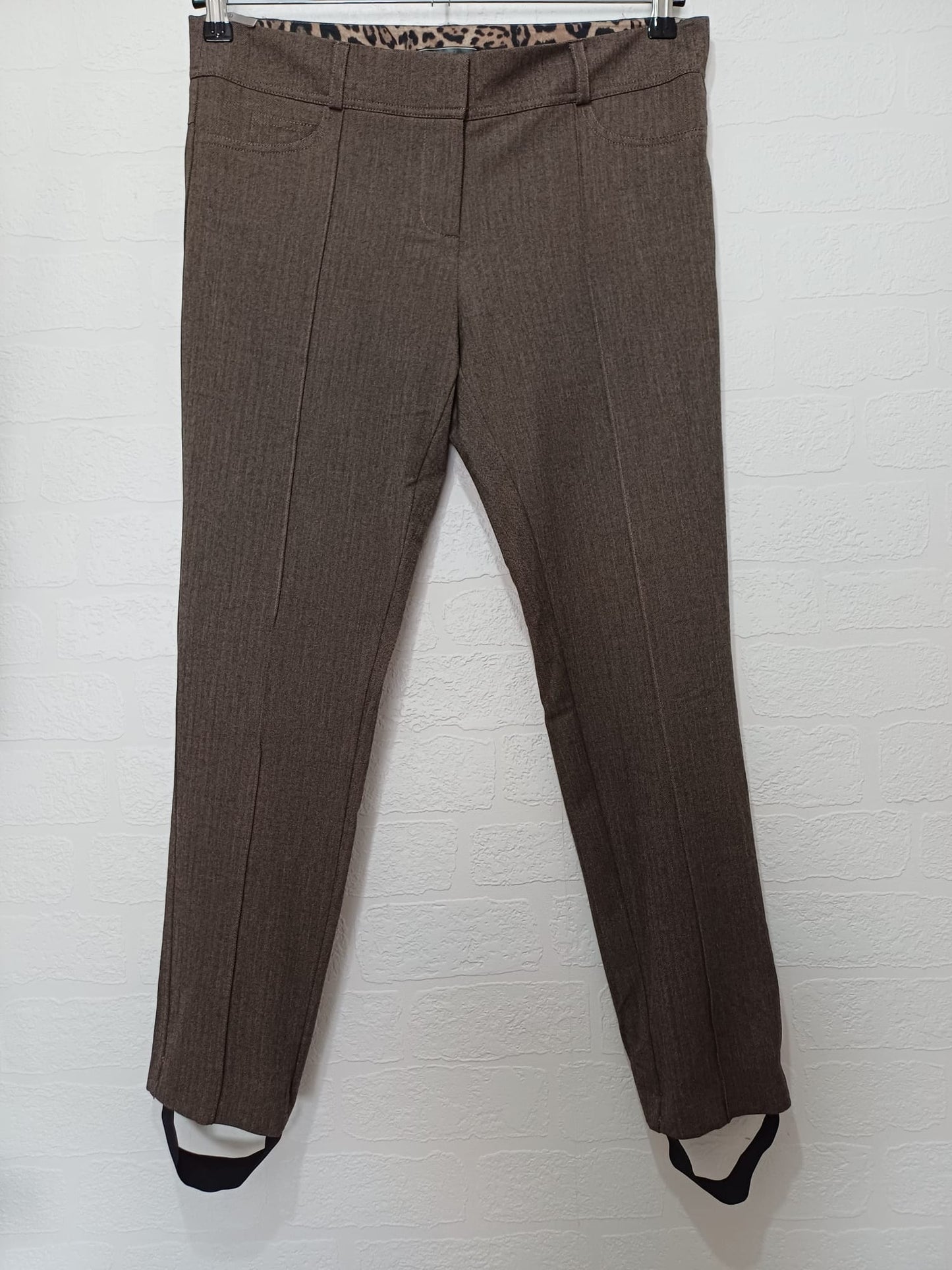 Women's Herringbone Stirrup Trousers River Island Grey Smart Tailored Size 12 W34 L29 - Very Good Condition