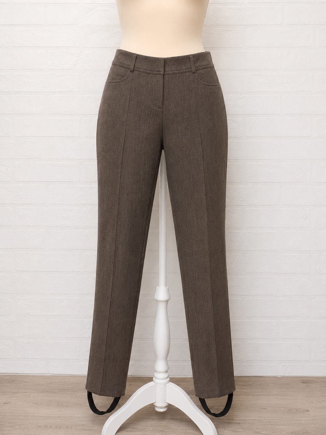 Women's Herringbone Stirrup Trousers River Island Grey Smart Tailored Size 12 W34 L29 - Very Good Condition