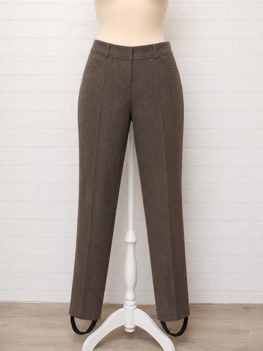 Women's Herringbone Stirrup Trousers River Island Grey Smart Tailored Size 12 W34 L29 - Very Good Condition