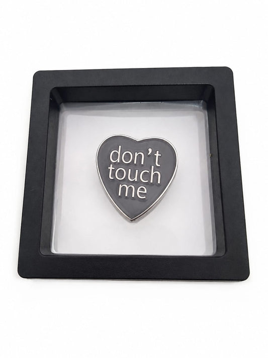 Don't Touch Me Heart Enamel Pin Badge Silver & Black - New