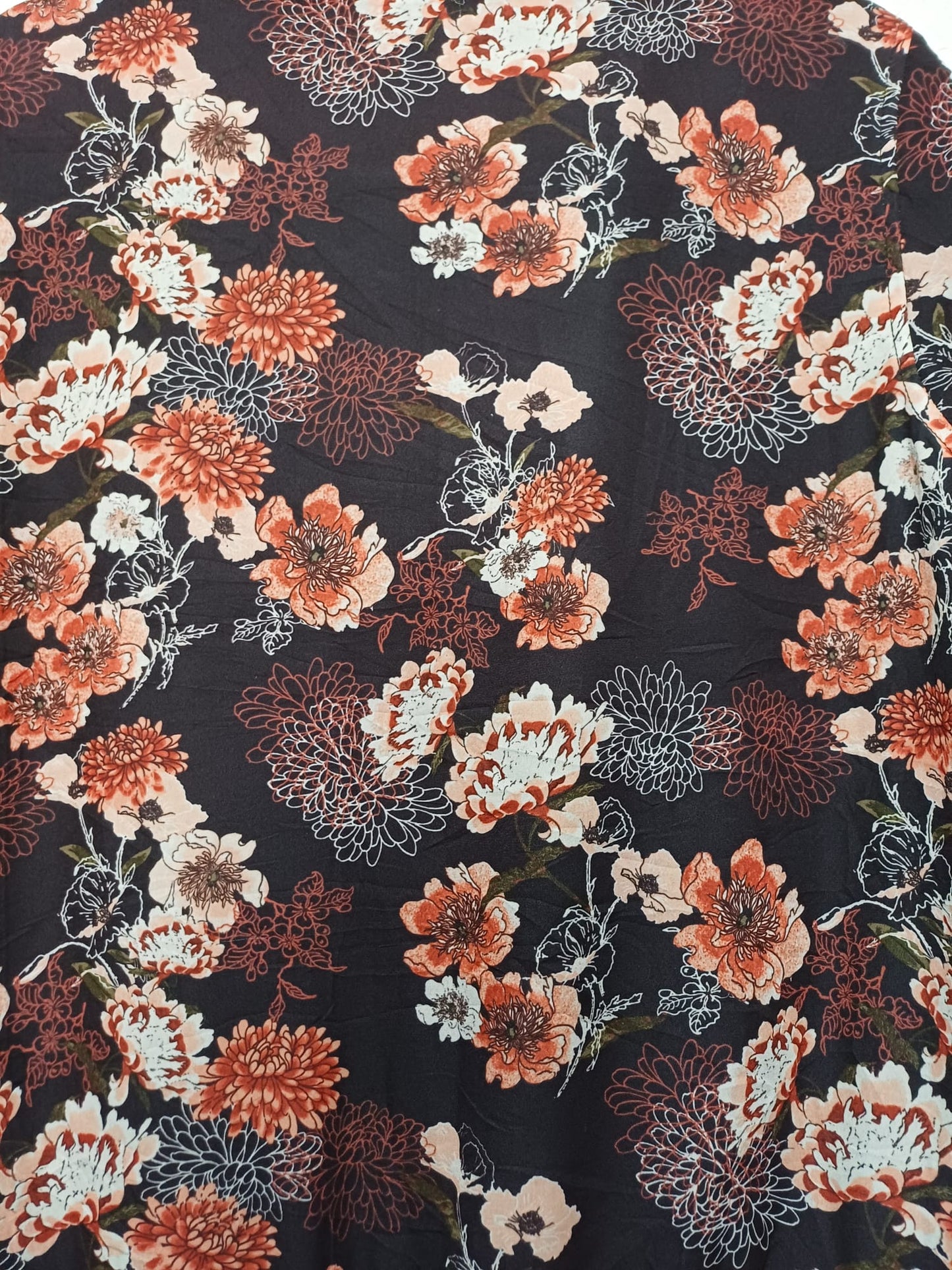 Women's Jacket Page One Black Brown & Orange Floral Lightweight Size S Approx. 19" PTP - Very Good Condition