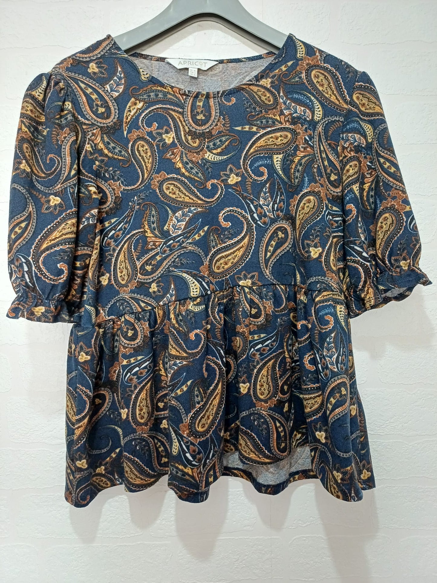 Women's Top Apricot Multicolour 1/4 Zip Size 10 Approx. 20" PTP - Very Good Condition