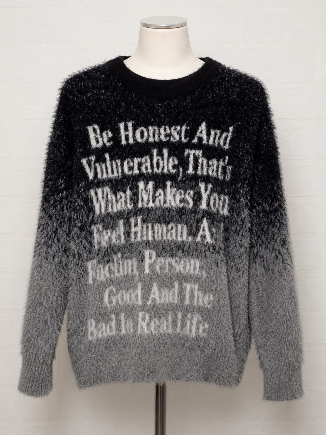 Women's Savage Base Fluffy Ombre Slogan Jumper Grey Black Size M Approx. 23" PTP - Very Good Condition
