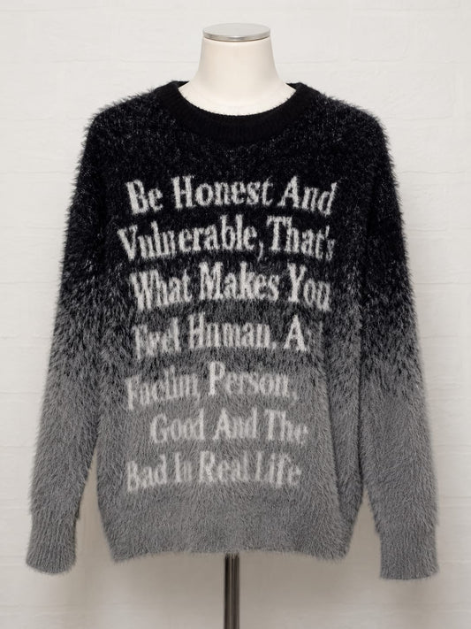 Women's Savage Base Fluffy Ombre Slogan Jumper Grey Black Size M Approx. 23" PTP - Very Good Condition