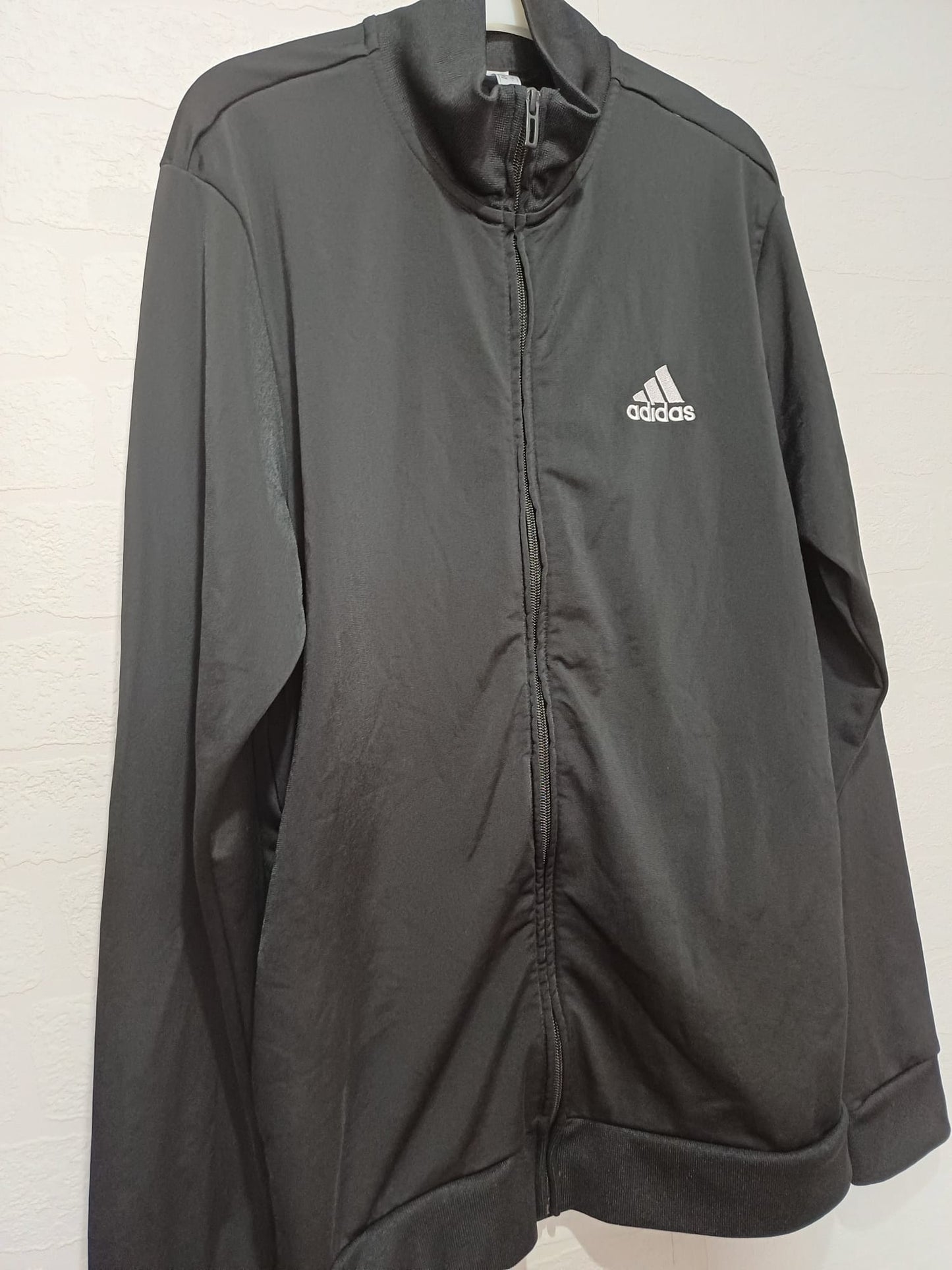 Men's Track Jacket Adidas Full Zip Sports Size L (UK 44/46) Approx. 22" PTP - Very Good Condition