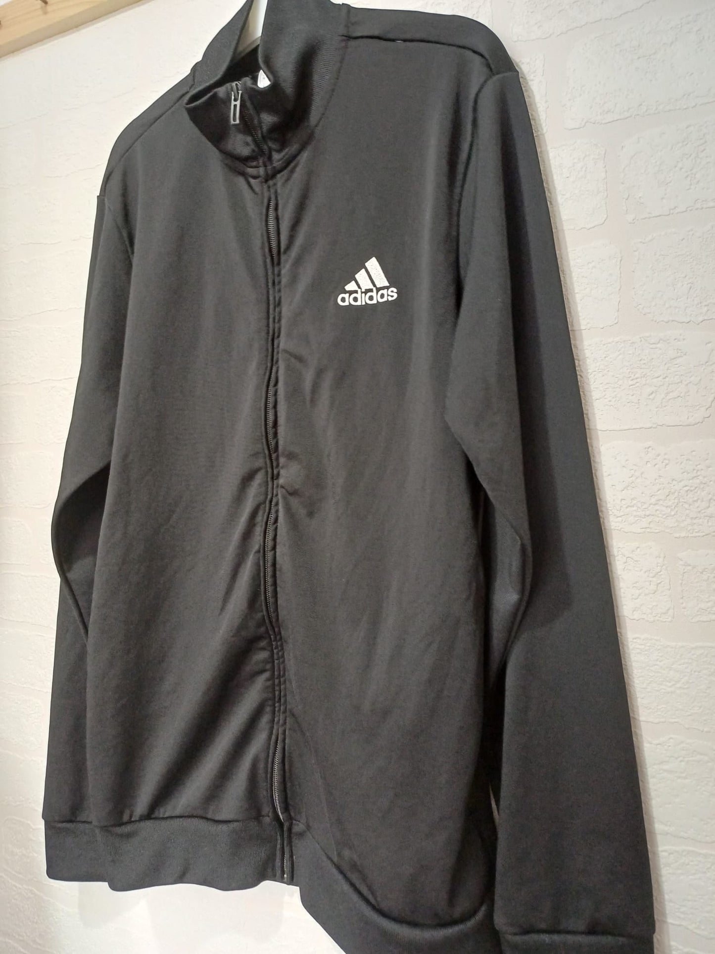 Men's Track Jacket Adidas Full Zip Sports Size L (UK 44/46) Approx. 22" PTP - Very Good Condition