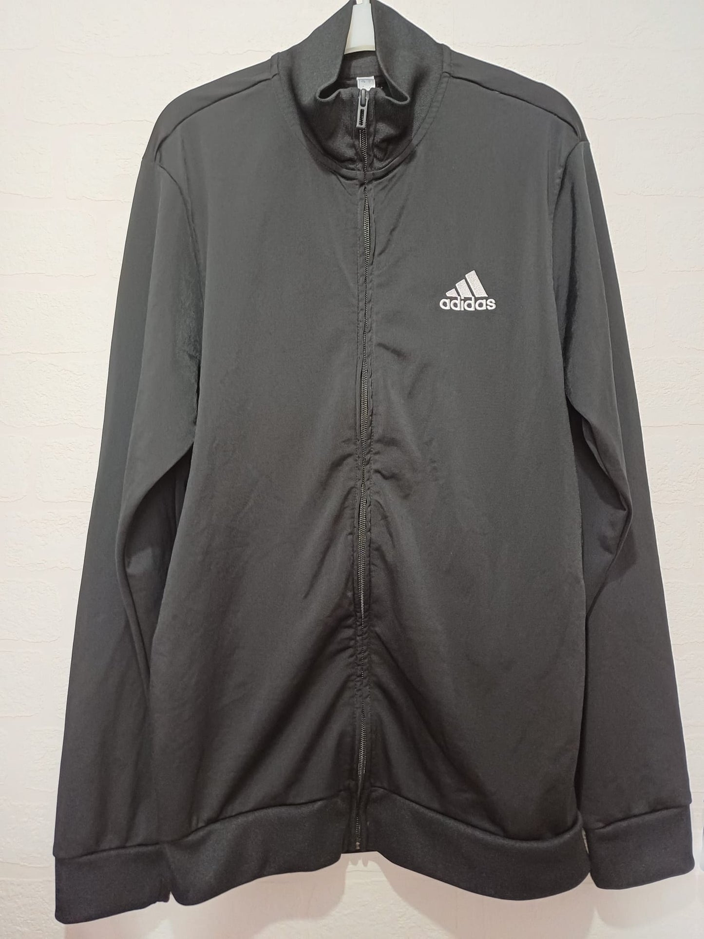Men's Track Jacket Adidas Full Zip Sports Size L (UK 44/46) Approx. 22" PTP - Very Good Condition