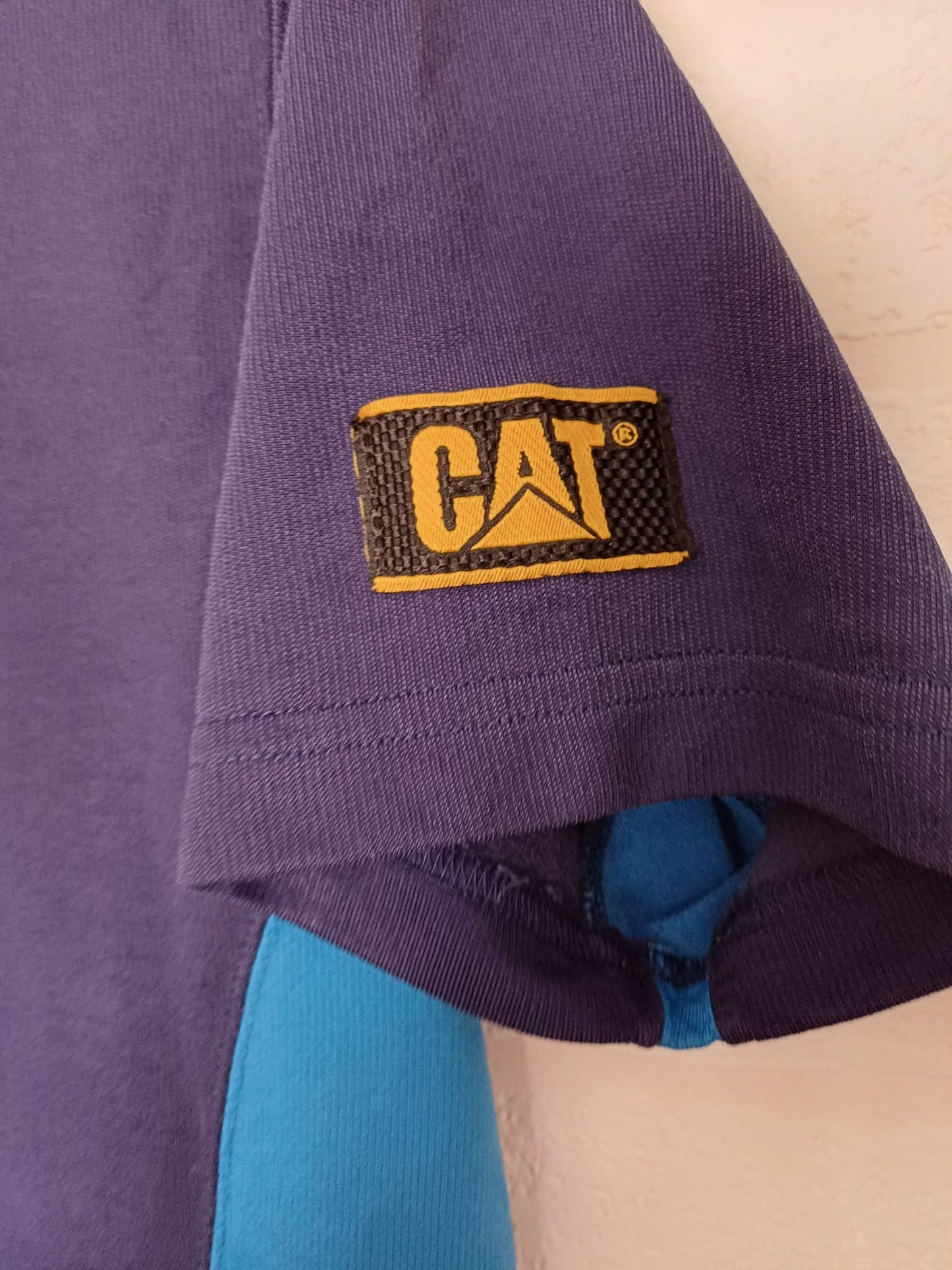 Men's T-Shirt CAT Caterpillar Navy Blue Short Sleeve Approx. Size L Approx. 21" PTP - Good Condition
