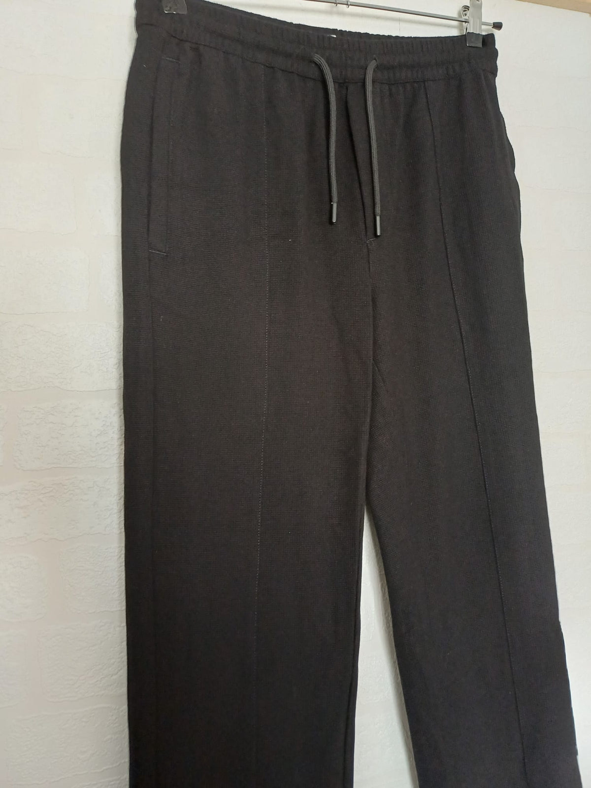 Men's Drawstring Trousers Only & Sons Black Loose Fit Stretch Waist Smart Jogger Style Size S - Very Good Condition