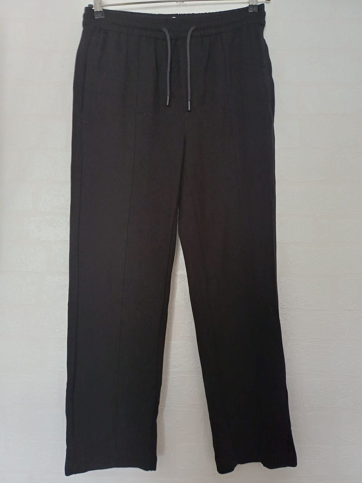 Men's Drawstring Trousers Only & Sons Black Loose Fit Stretch Waist Smart Jogger Style Size S - Very Good Condition