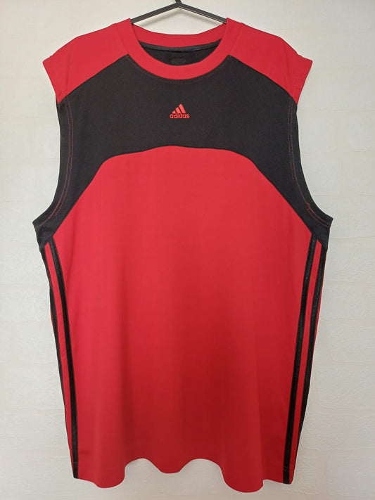 Men's Vest Adidas ClimaCool Red Black Sleeveless Sports Size XL Approx. 23" PTP - Good Condition