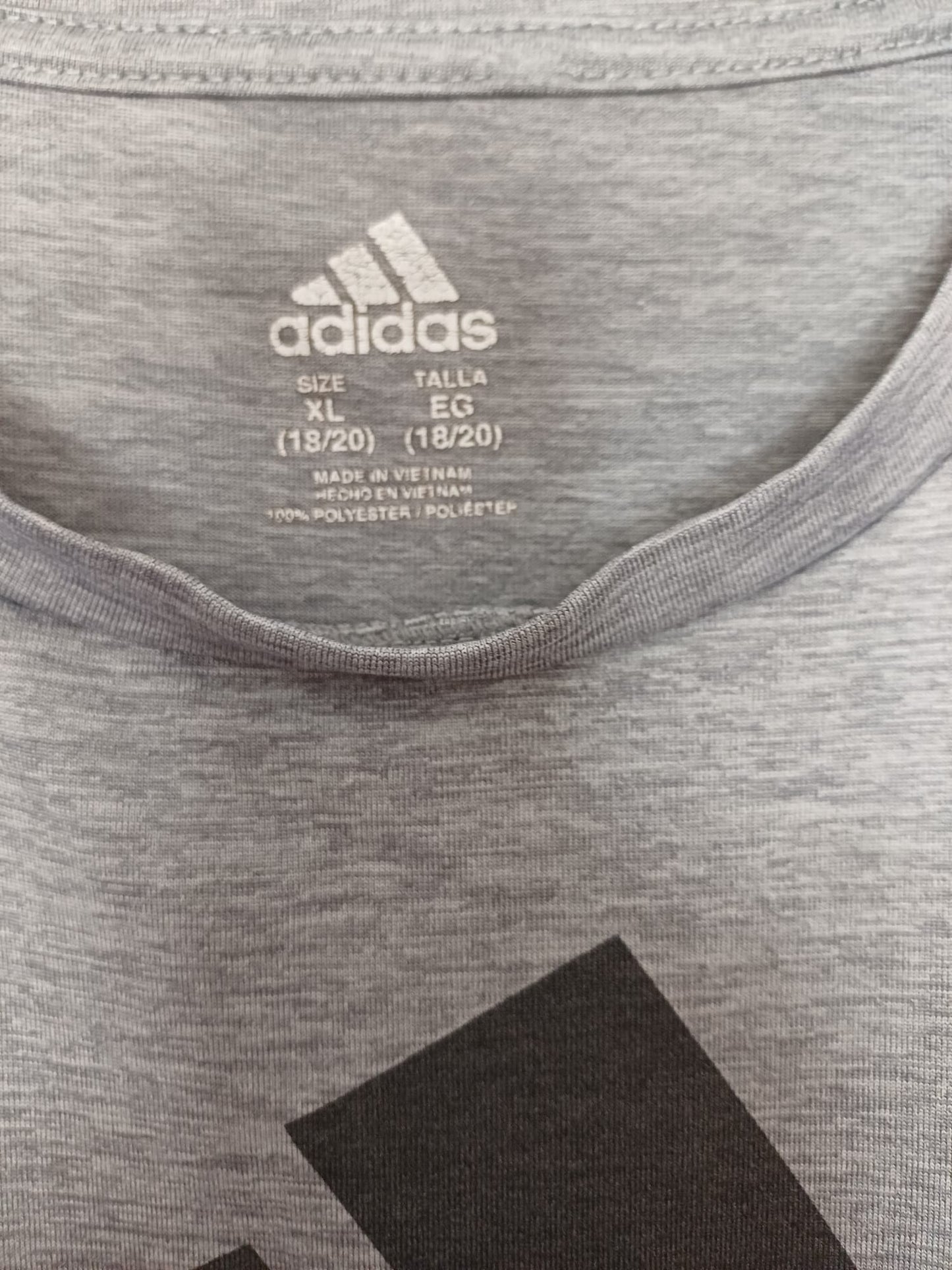 Women's T-Shirt Adidas Grey Logo Sports Gym Tee Label XL Approx. 20" PTP - Very Good Condition