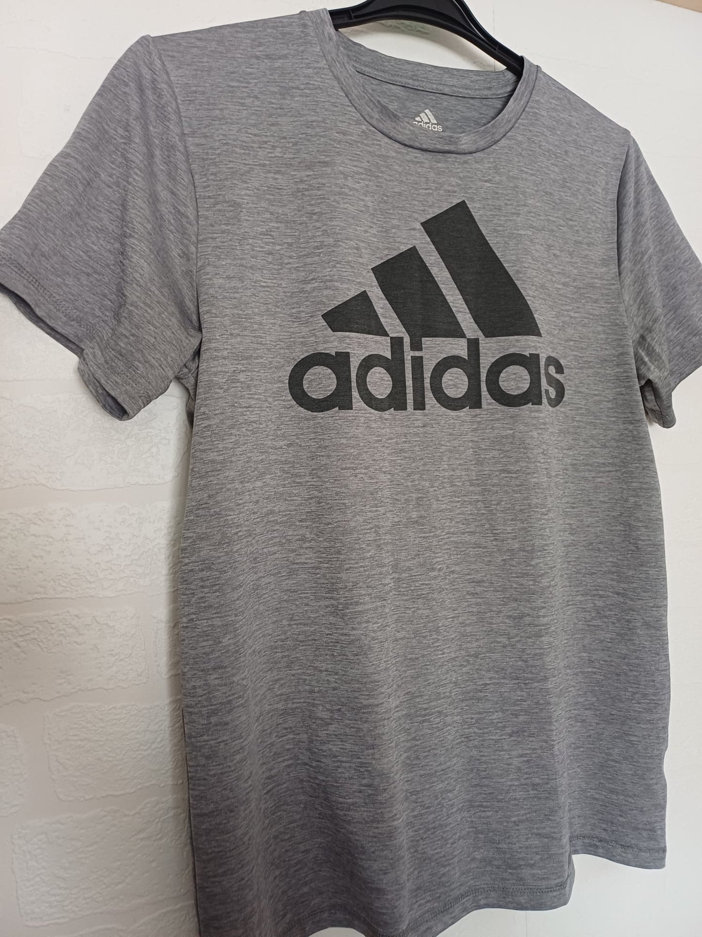 Women's T-Shirt Adidas Grey Logo Sports Gym Tee Label XL Approx. 20" PTP - Very Good Condition