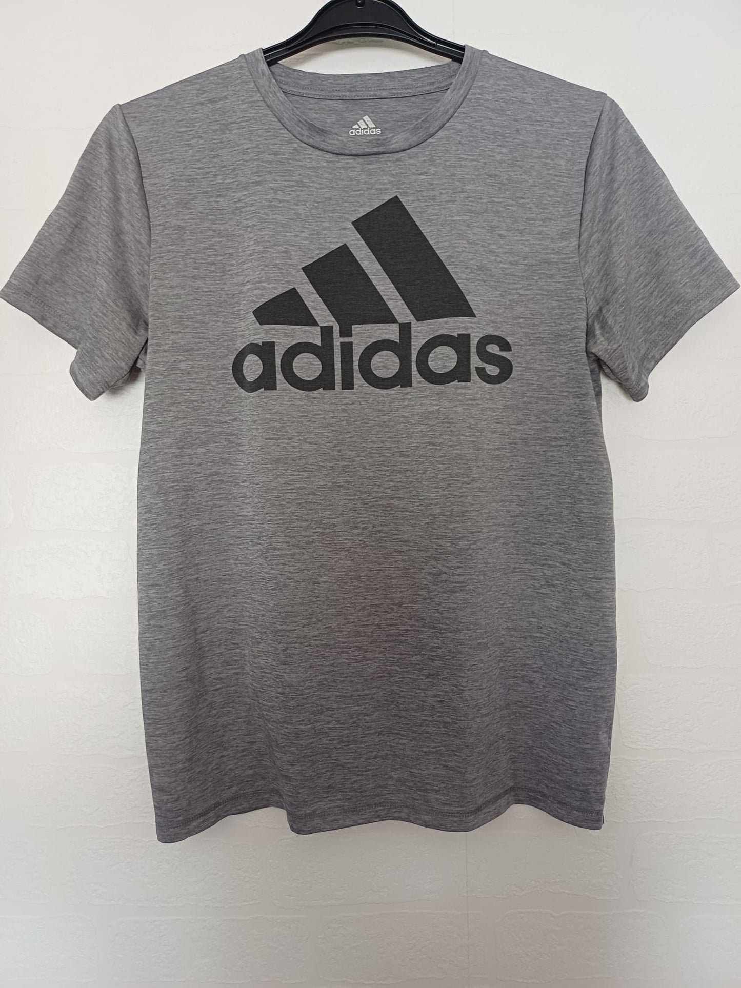 Women's T-Shirt Adidas Grey Logo Sports Gym Tee Label XL Approx. 20" PTP - Very Good Condition