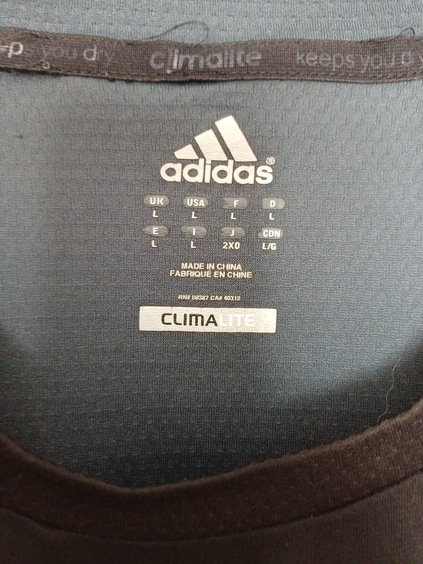 Men's Vest Adidas Climalite Black Blue Grey Stripe Sleeveless Running Training Size L Approx. 21" PTP - Good Condition